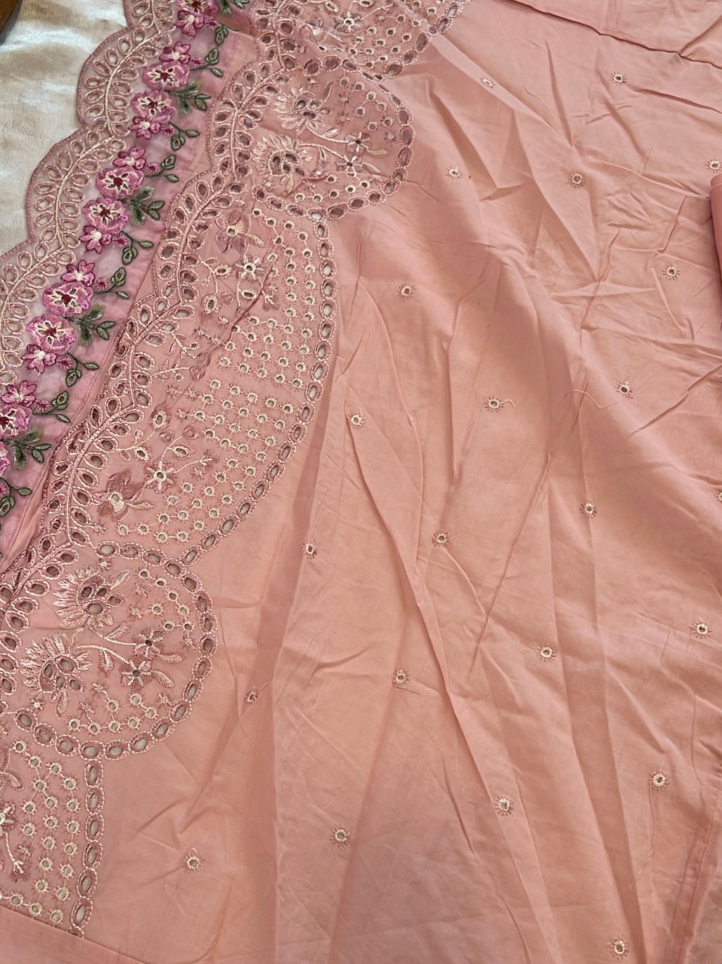 PEACH HANIA LAWN COTTON EMBROIDERY SUIT