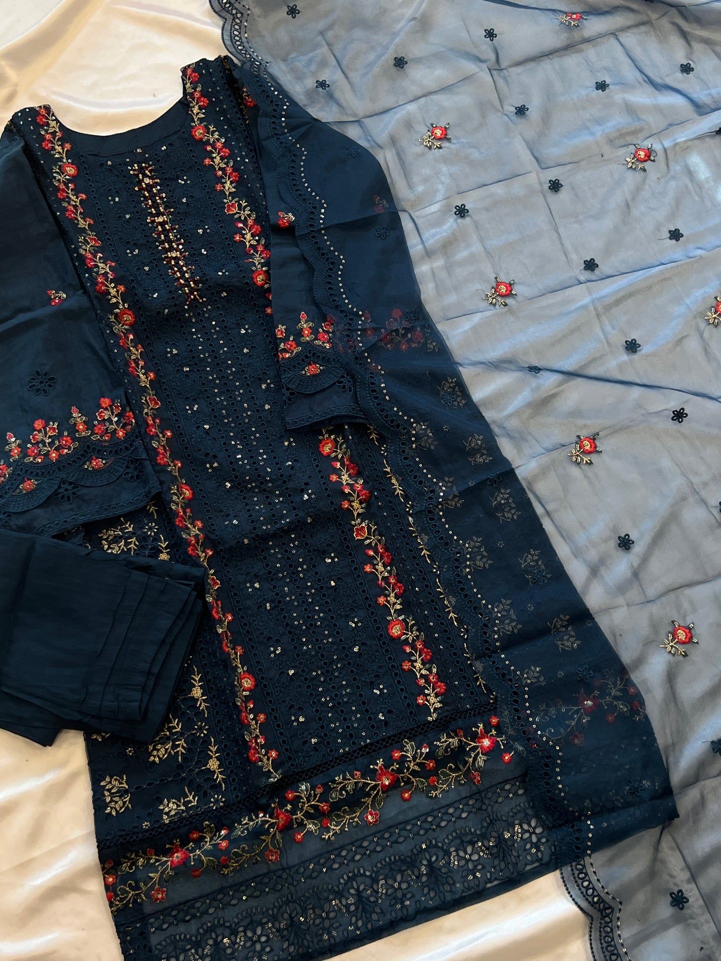 READYMADE ORGANZA EMBROIDERY SUIT 994