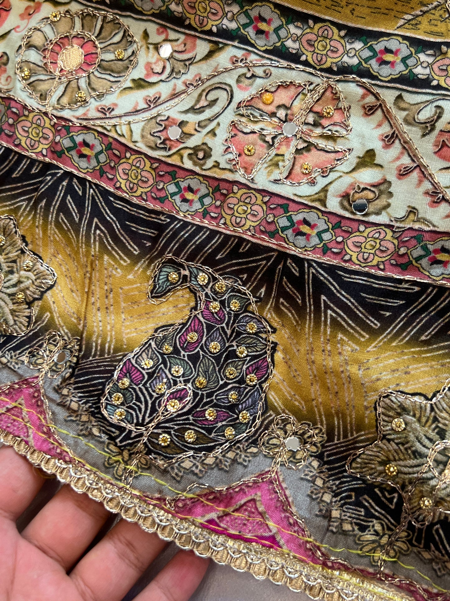 MUSTERED MUSLIN HAND WORK EMBROIDERY SUIT 150
