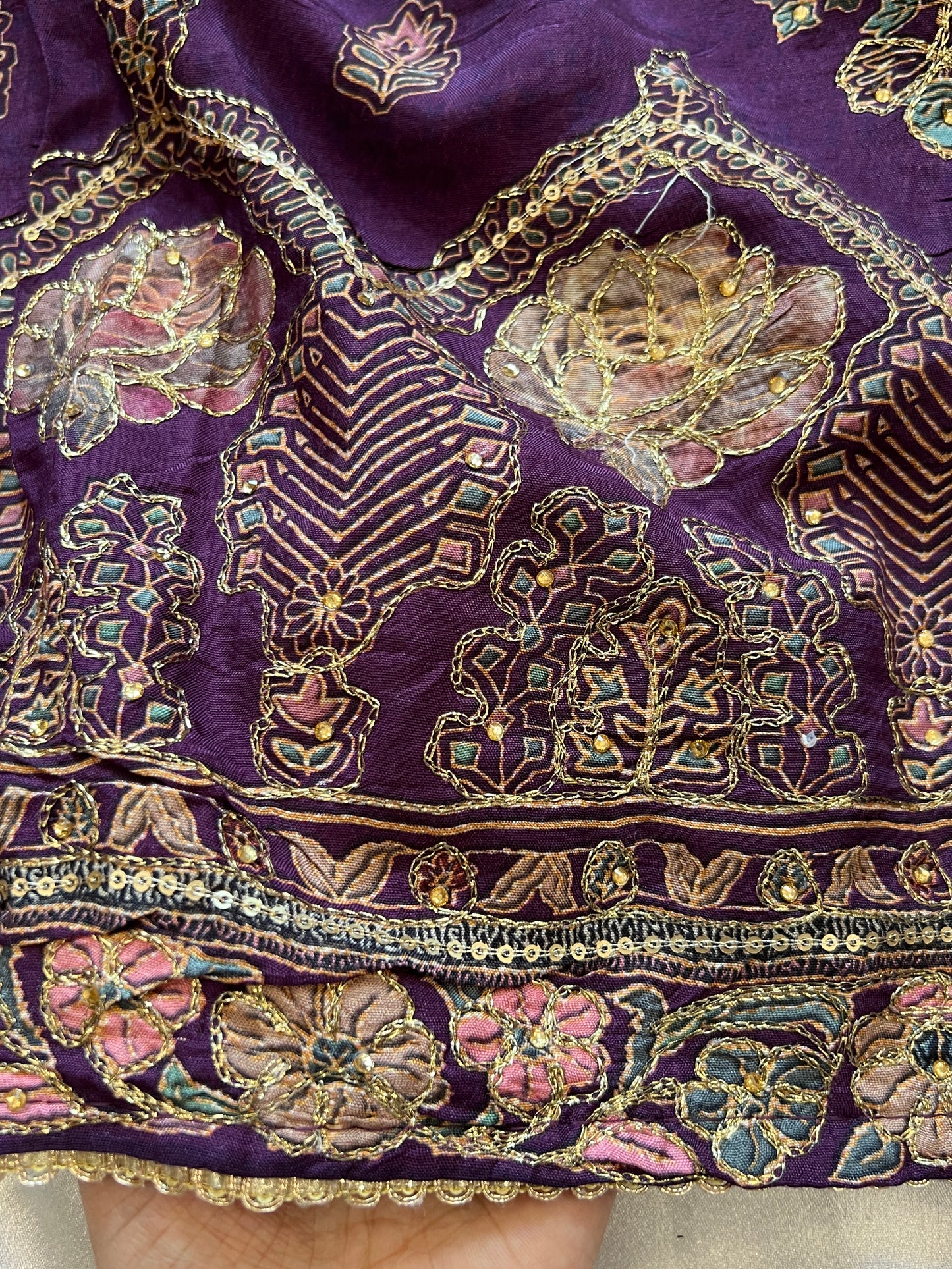 PURPLE MUSLIN EMBROIDERY SUIT 281
