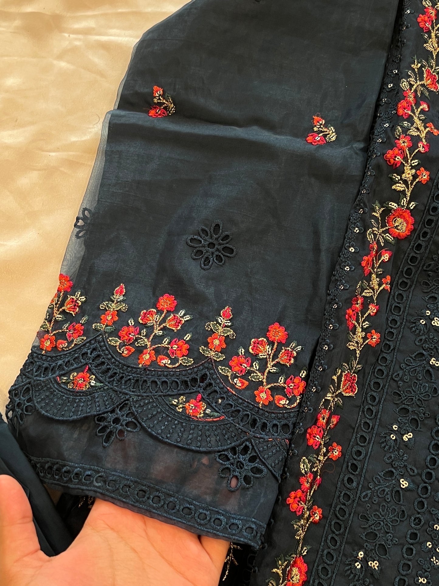 READYMADE ORGANZA EMBROIDERY SUIT 994