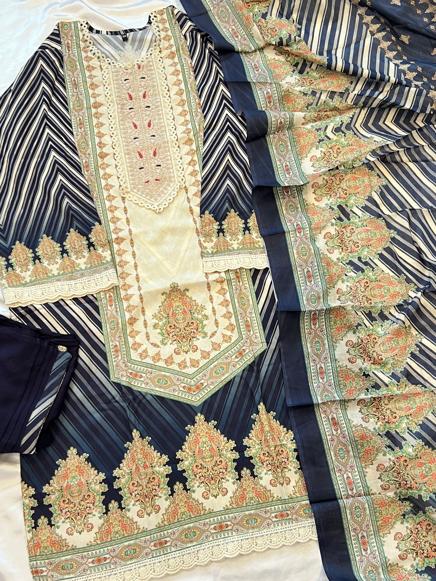 MARKESH BLUE COTTON READYMADE SUIT 6 Q
