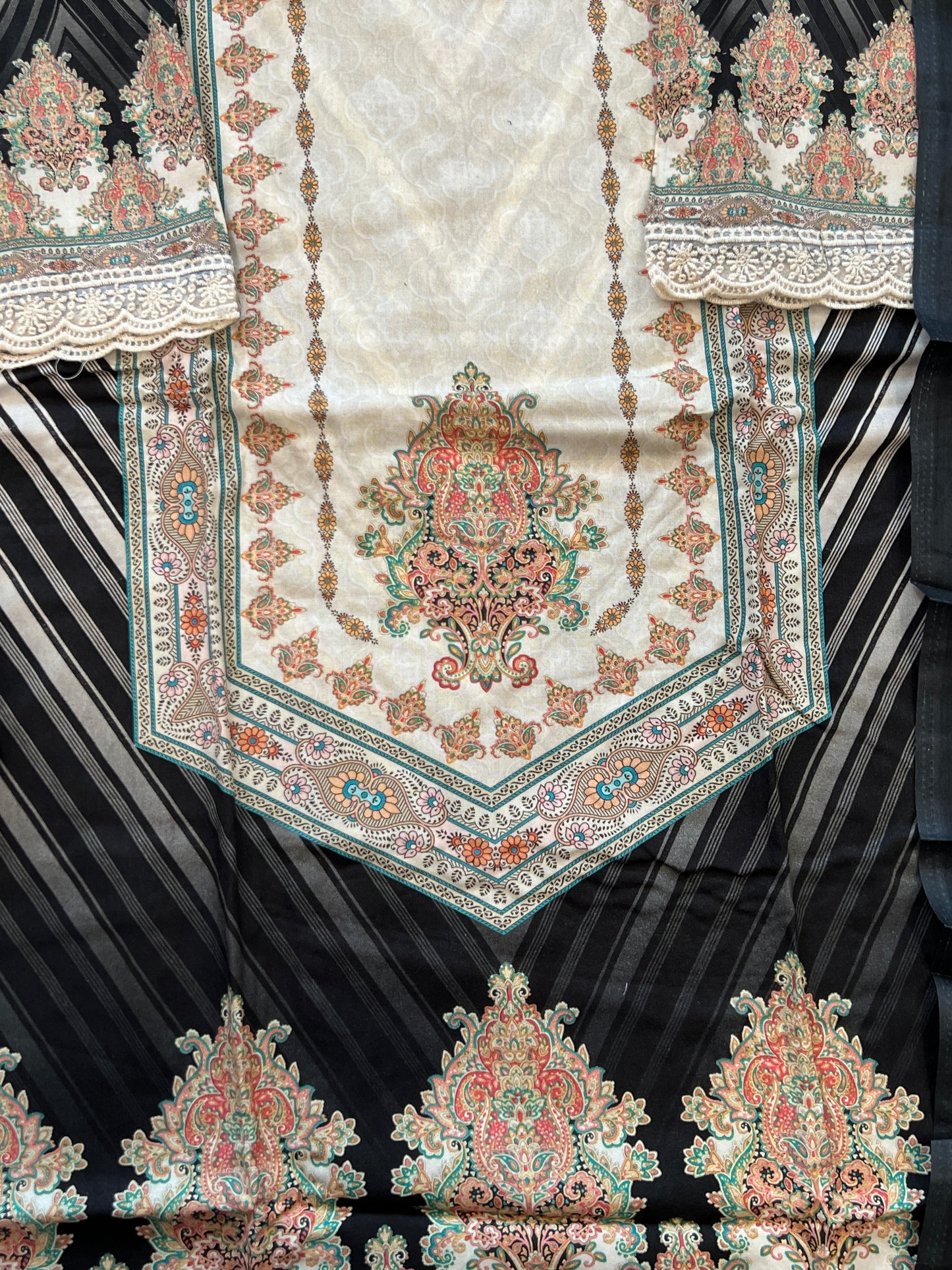 MARKESH BLACK COTTON READYMADE SUIT 5 Q