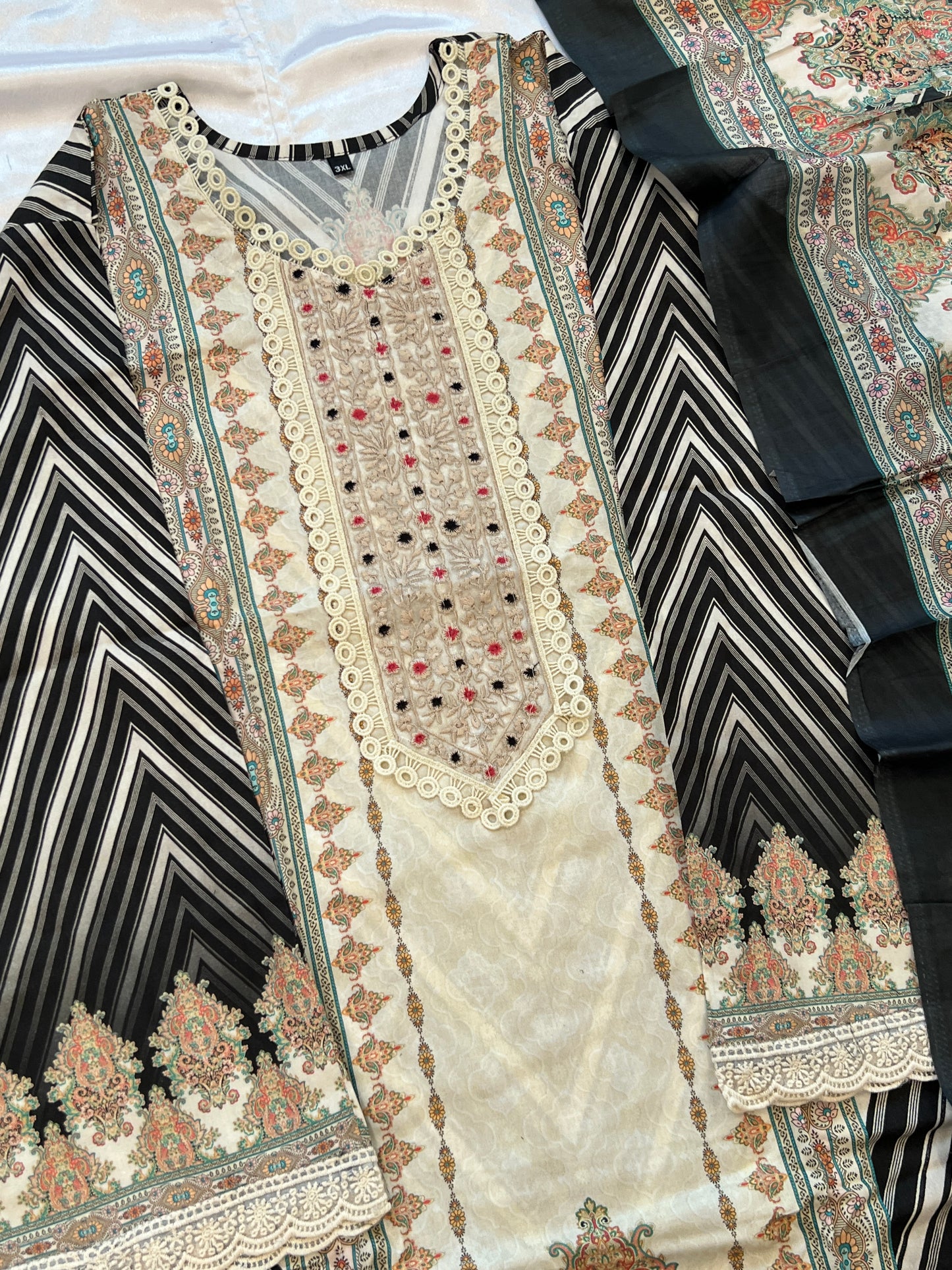 MARKESH BLACK COTTON READYMADE SUIT 5 Q