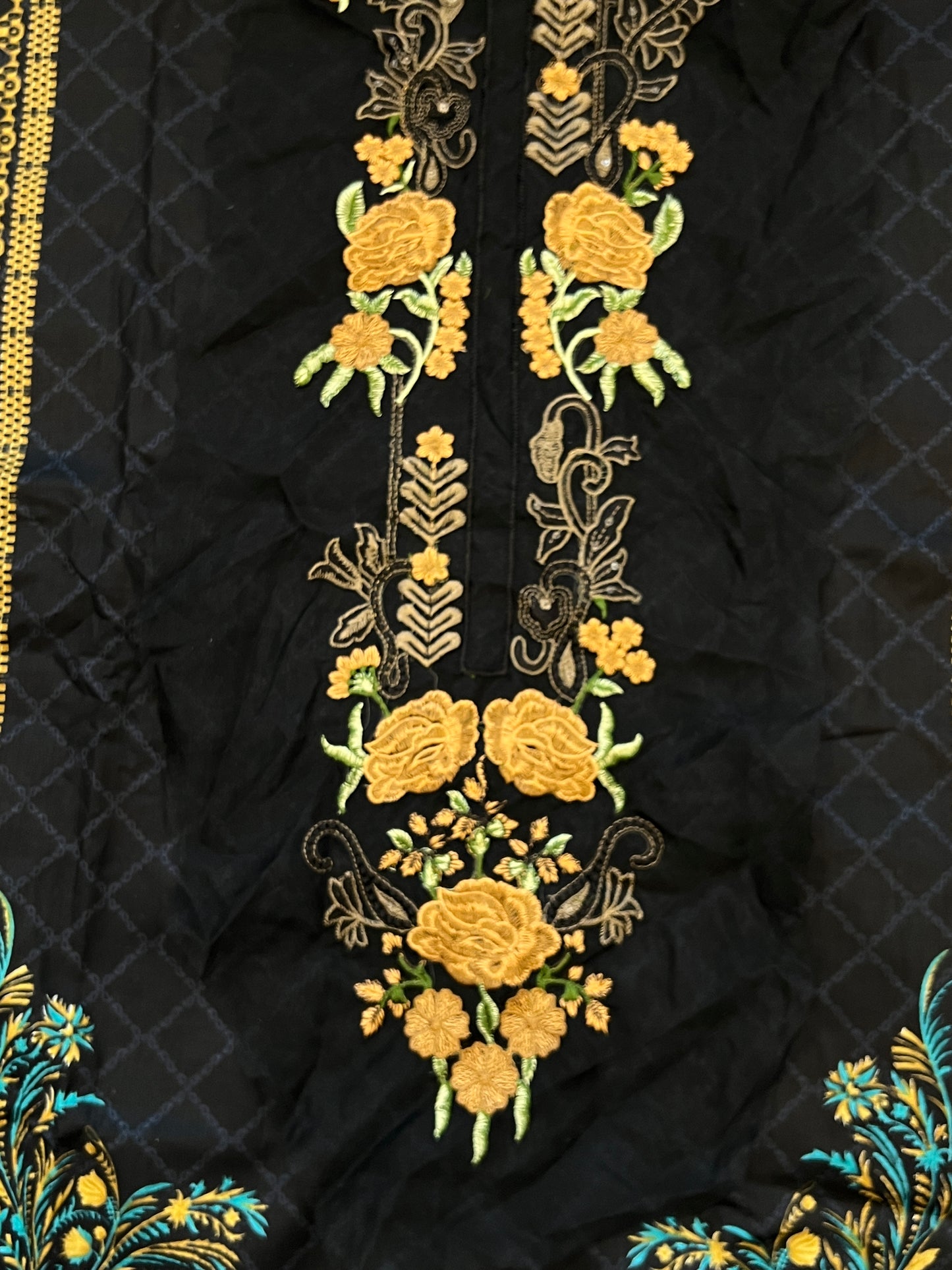 HARSHA BLACK COTTON PATCH SUIT