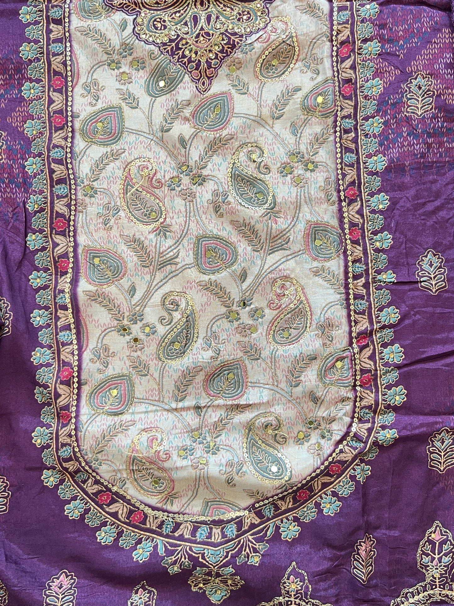 PURPLE MUSLIN EMBROIDERY SUIT 281