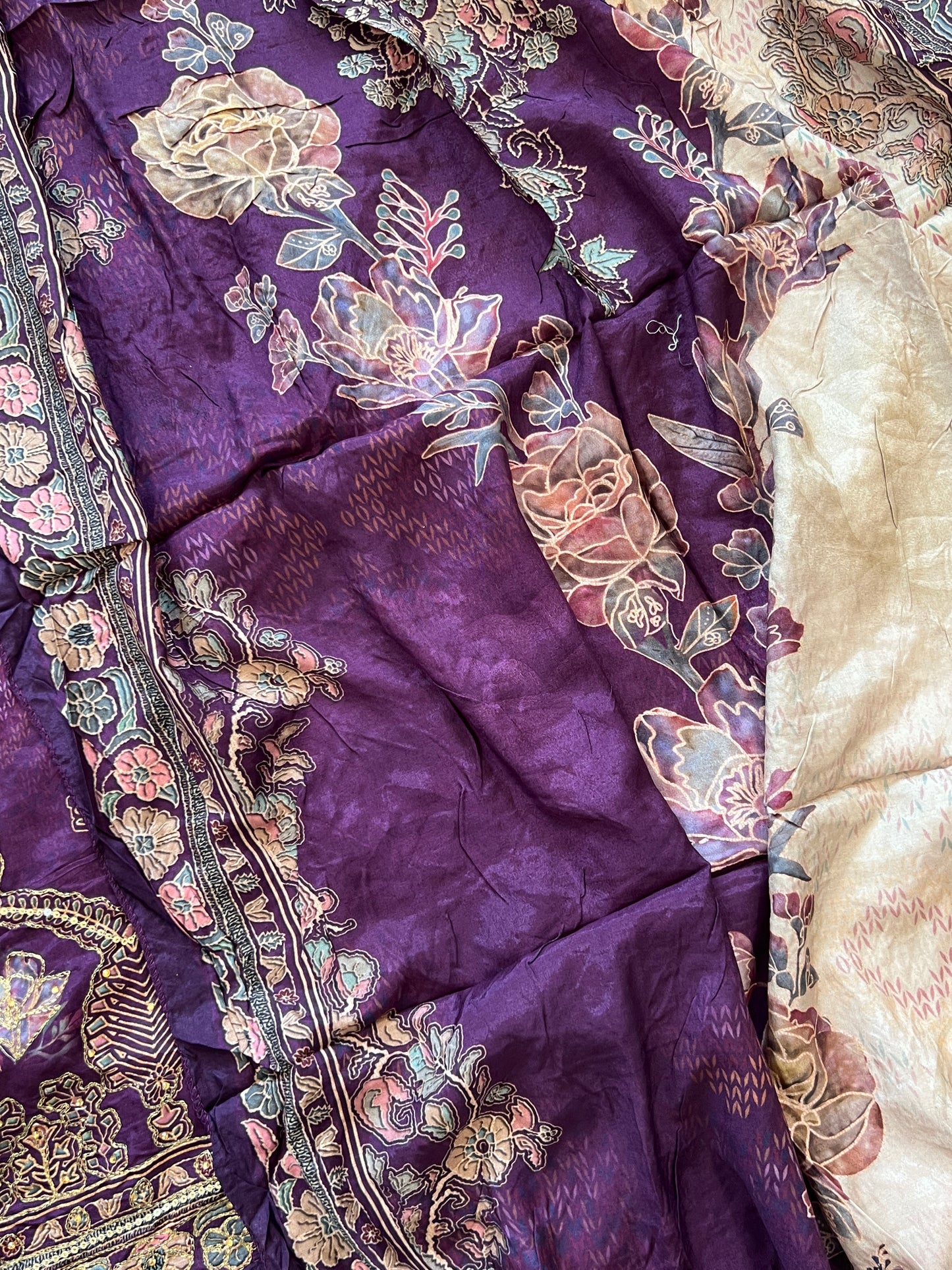 PURPLE MUSLIN EMBROIDERY SUIT 281
