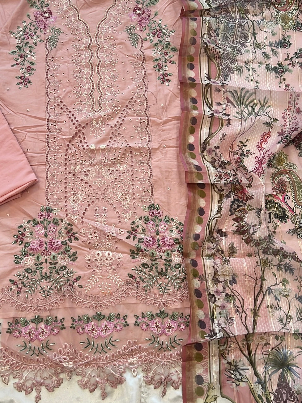 PEACH HANIA LAWN COTTON EMBROIDERY SUIT