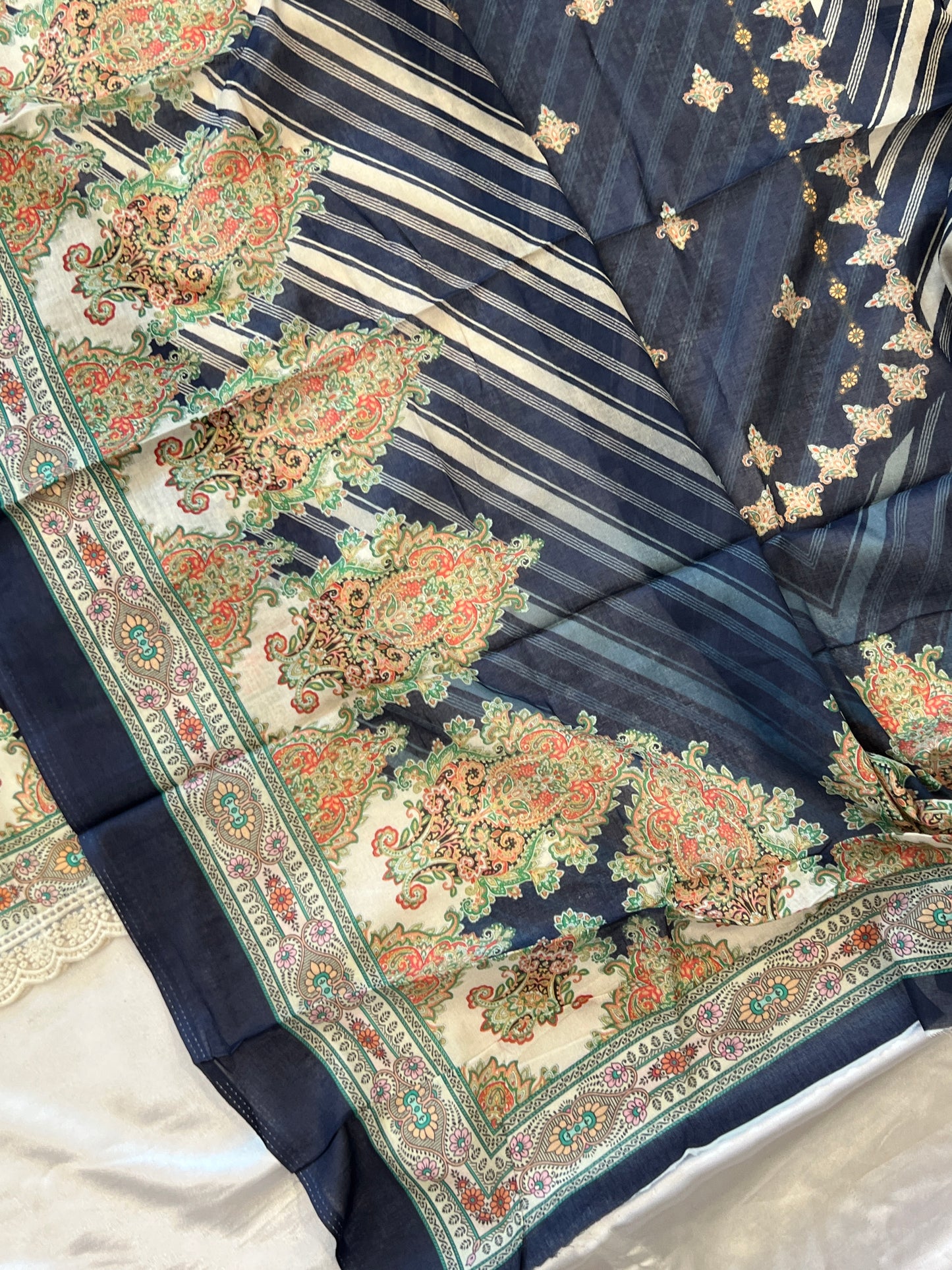 MARKESH BLUE COTTON READYMADE SUIT 6 Q