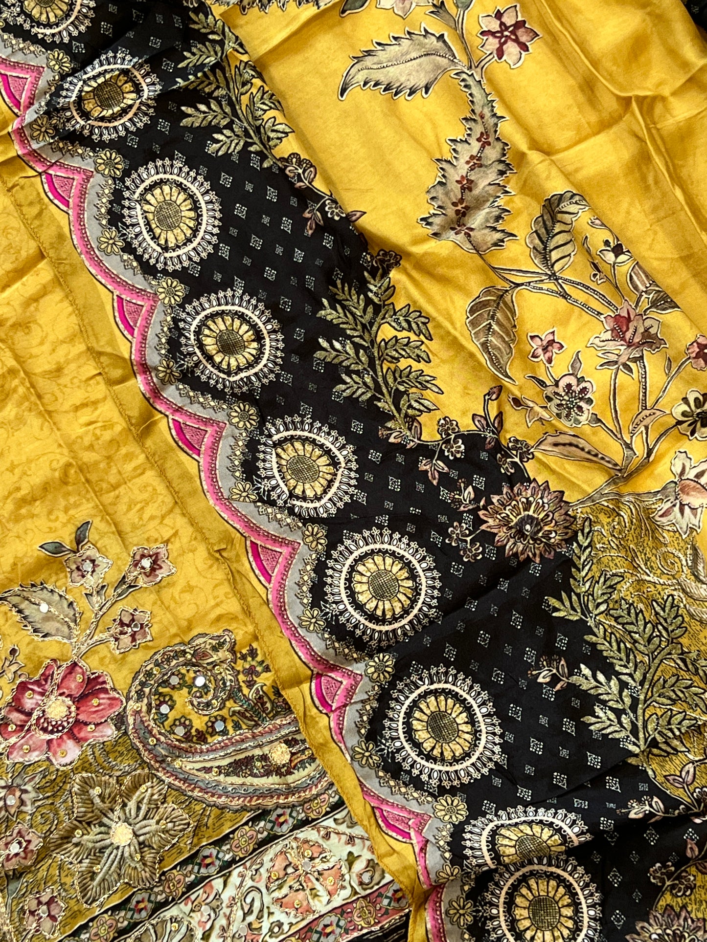 MUSTERED MUSLIN HAND WORK EMBROIDERY SUIT 150