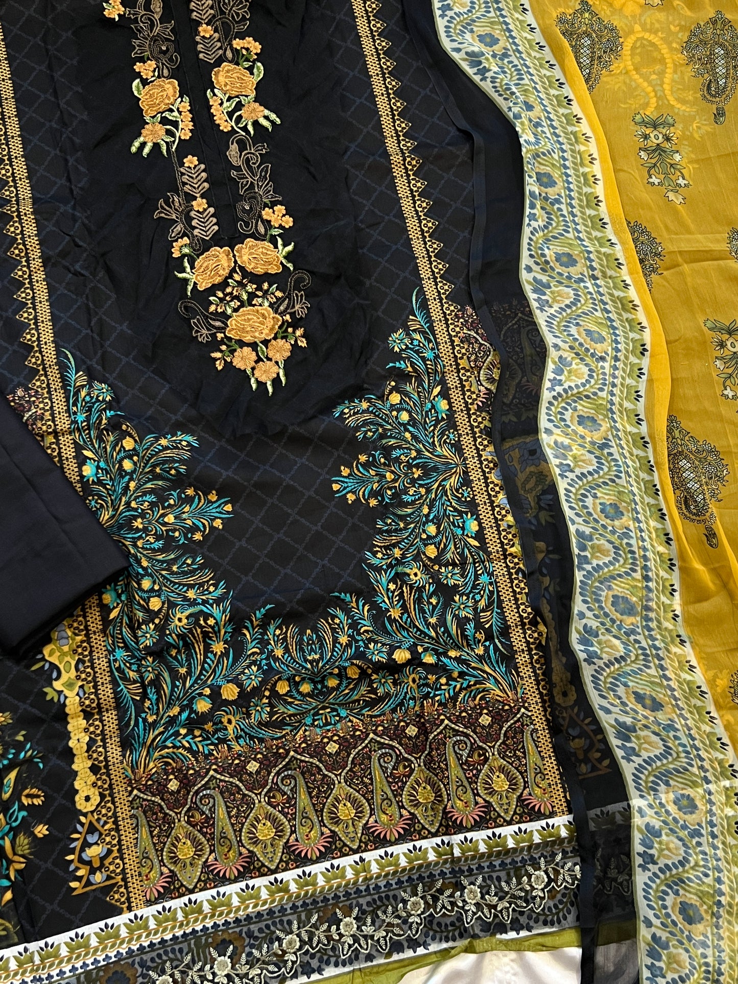 HARSHA BLACK COTTON PATCH SUIT