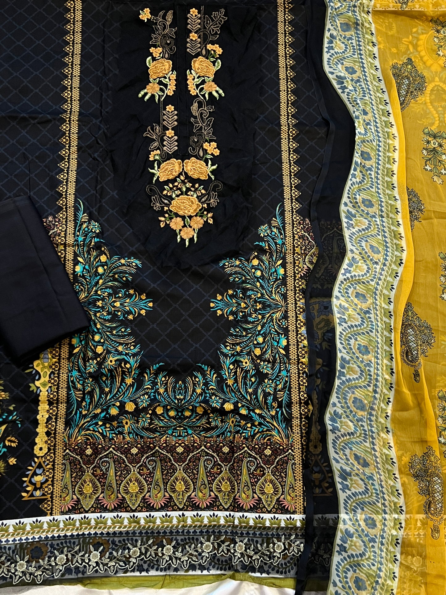 HARSHA BLACK COTTON PATCH SUIT