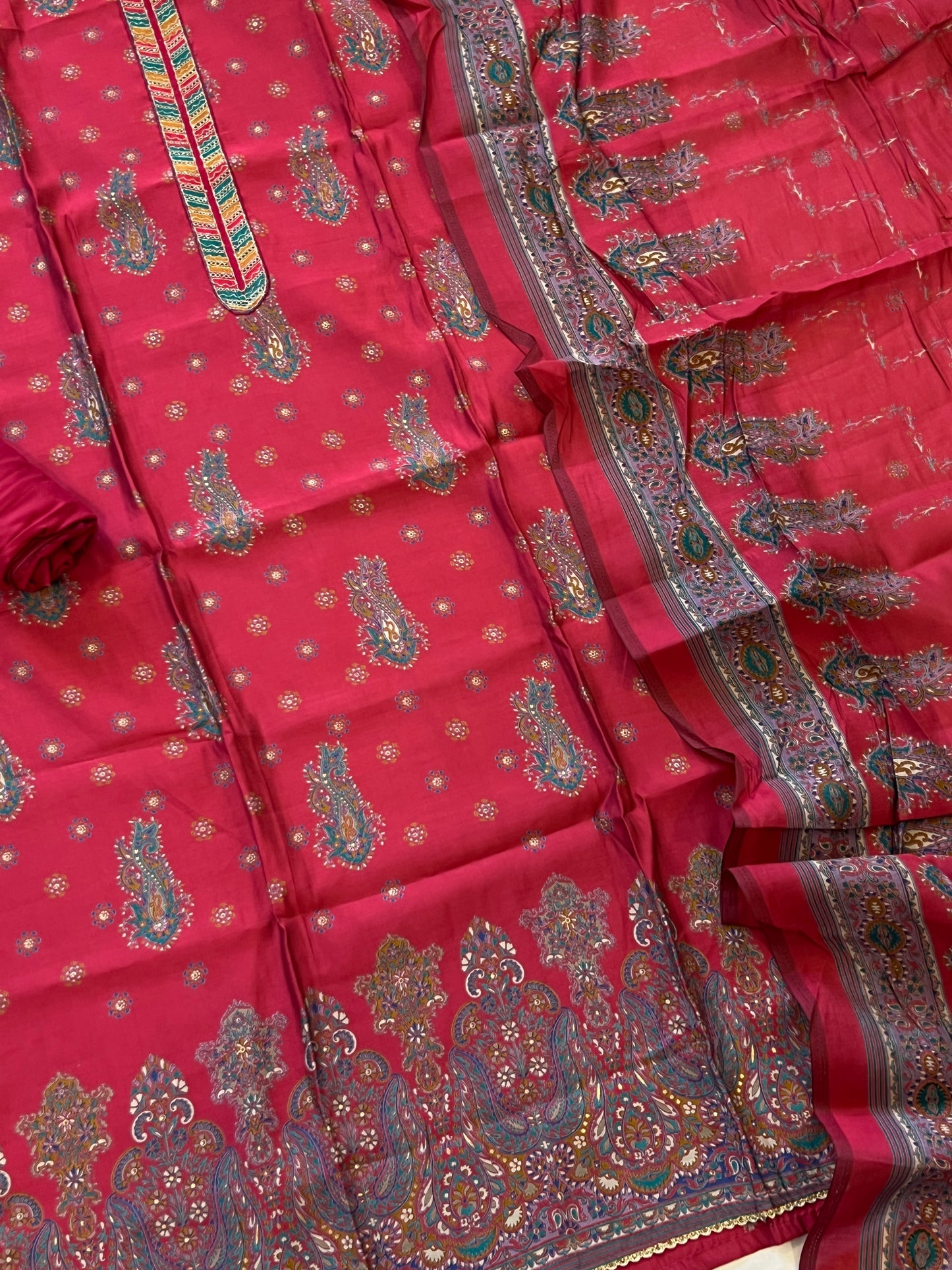 RANI PINK MUMTAZ MUSLIN EMBROIDERY SUIT