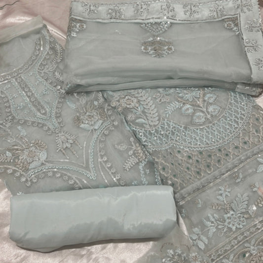 SABA SKY BLUE ORGANZA SUIT Q