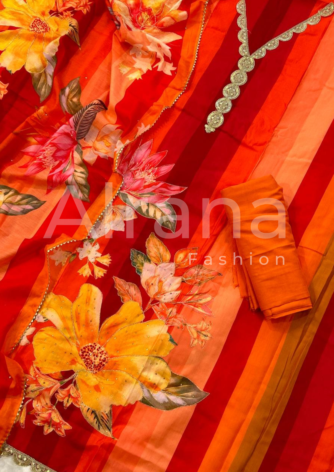 JAM SATIN EMBROIDERY SUIT 18141