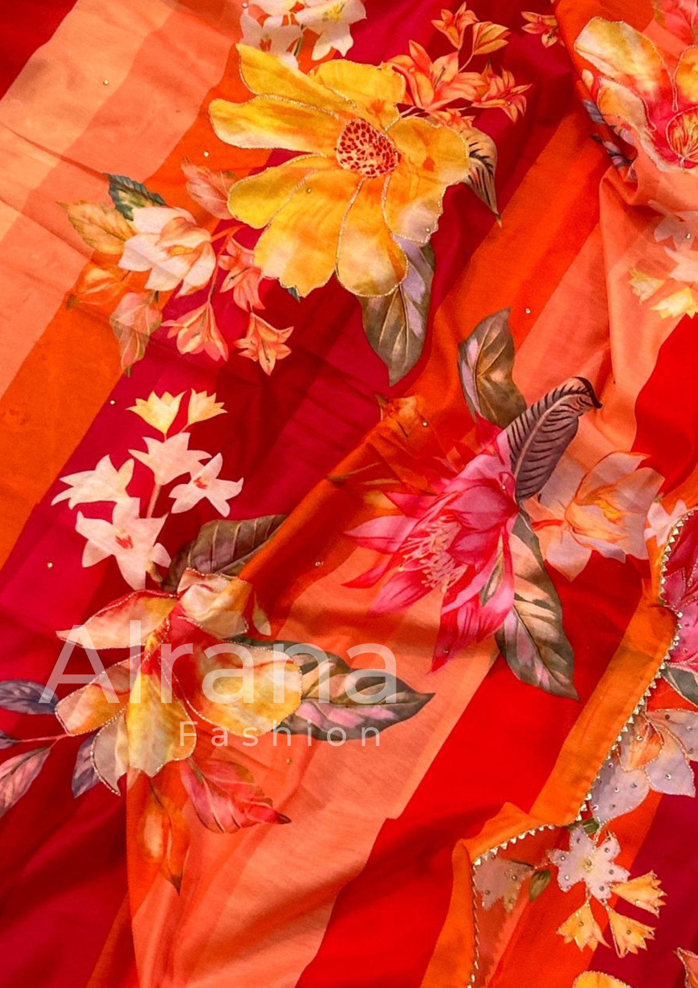 SARA ORANGE JAM SATIN READYMADE SUIT Q