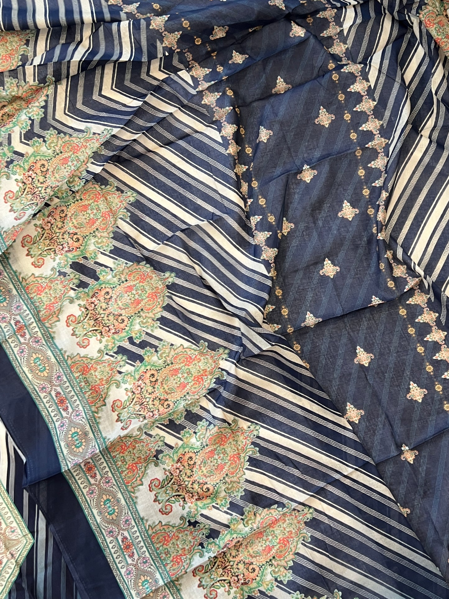 MARKESH BLUE COTTON READYMADE SUIT 6 Q