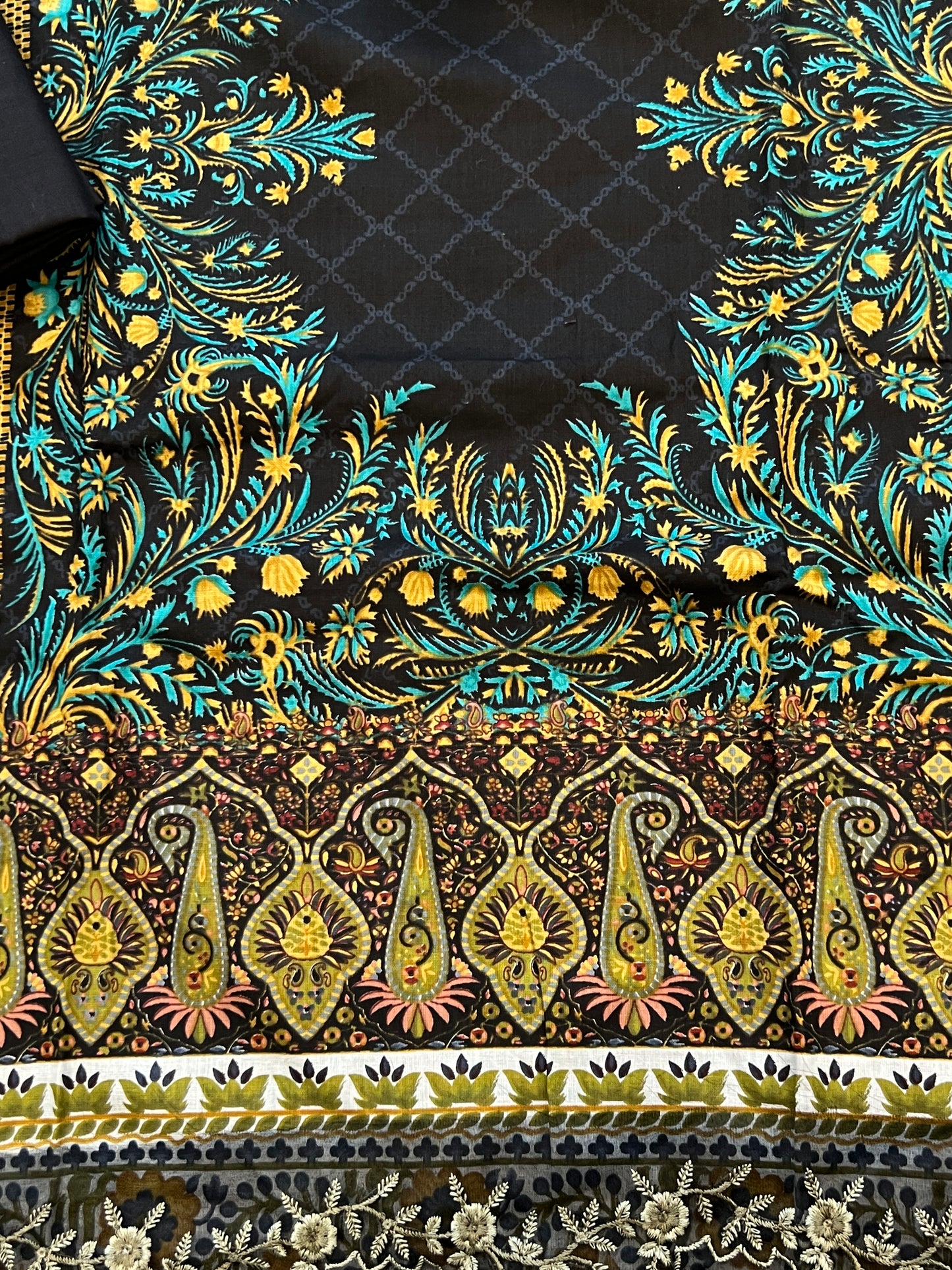 HARSHA BLACK COTTON PATCH SUIT