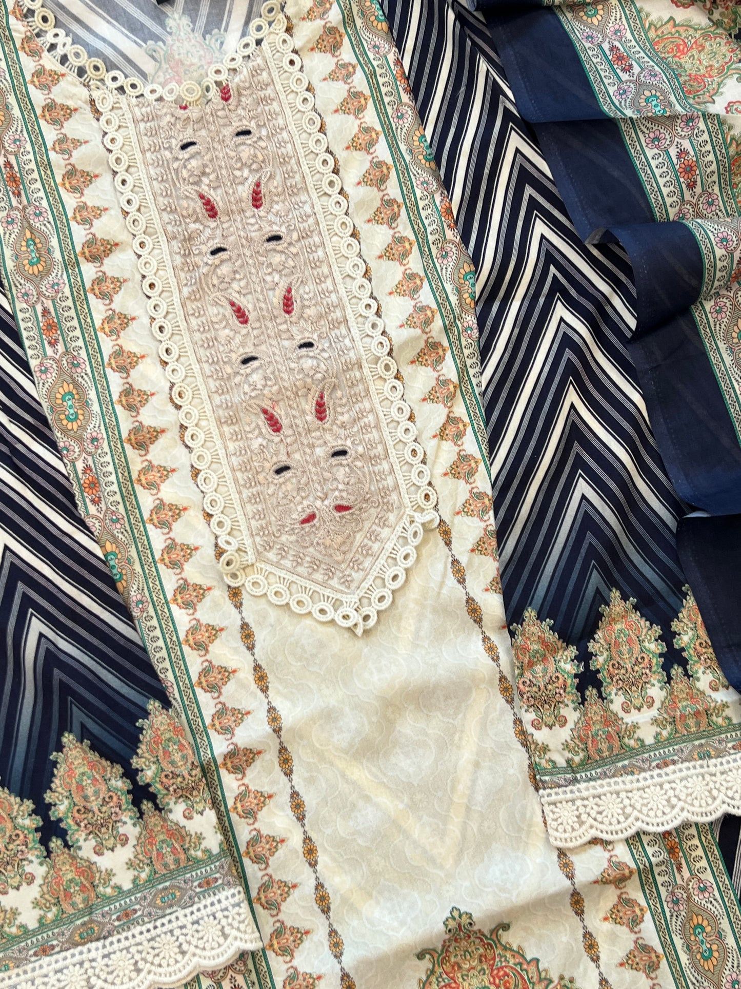 MARKESH BLUE COTTON READYMADE SUIT 6 Q