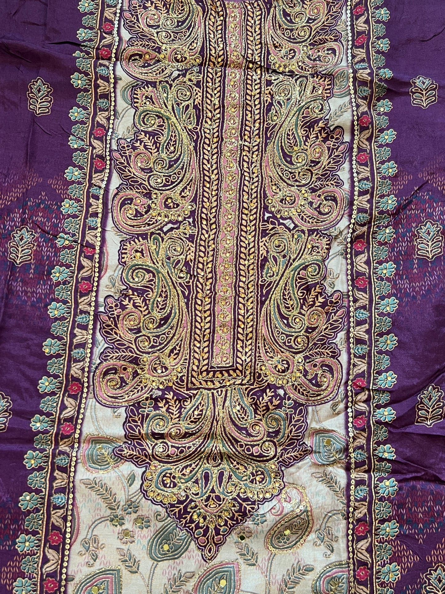 PURPLE MUSLIN EMBROIDERY SUIT 281