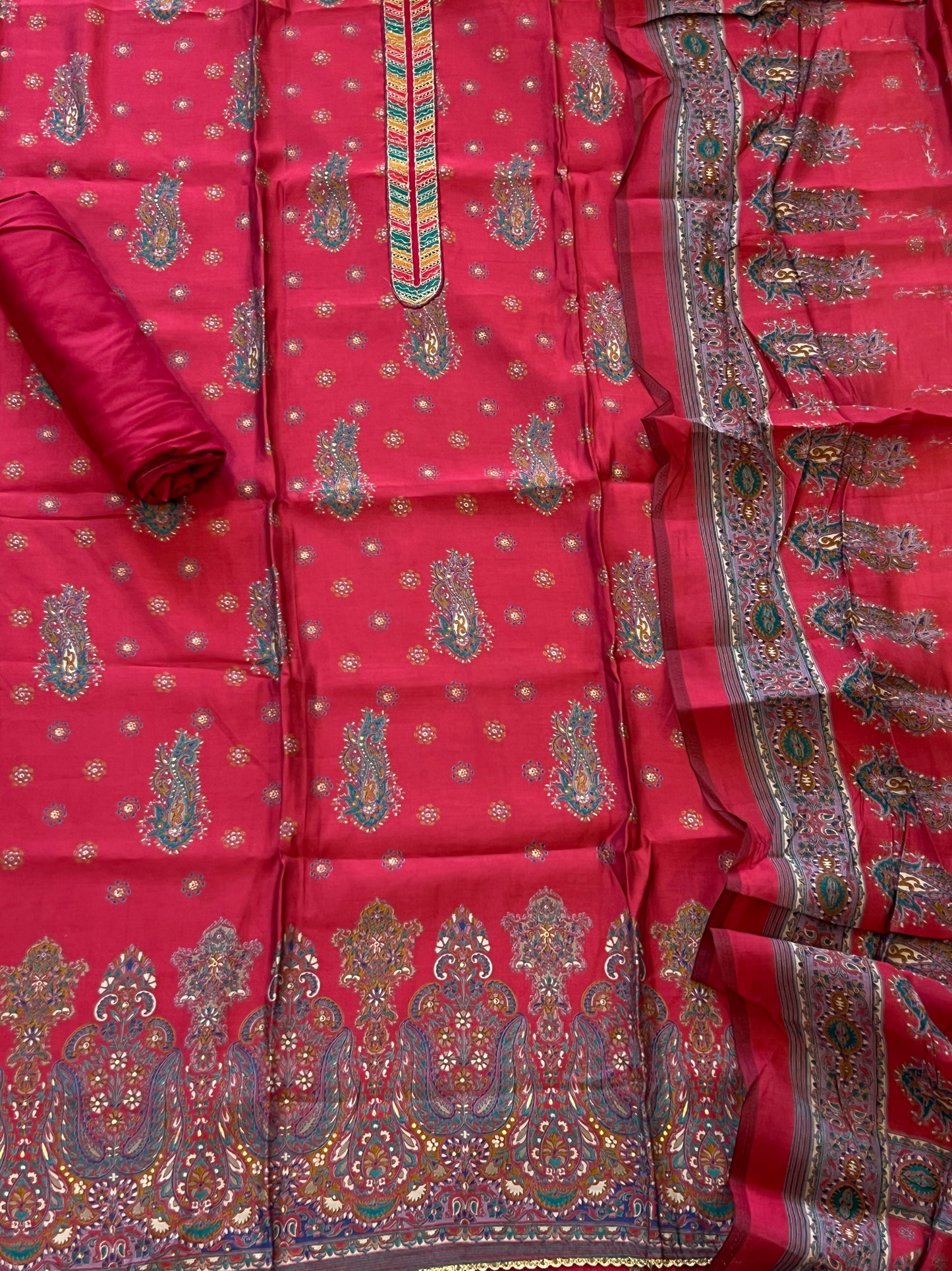 RANI PINK MUMTAZ MUSLIN EMBROIDERY SUIT