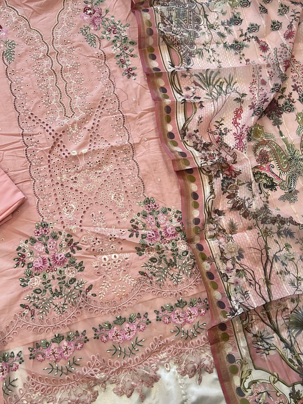 PEACH HANIA LAWN COTTON EMBROIDERY SUIT