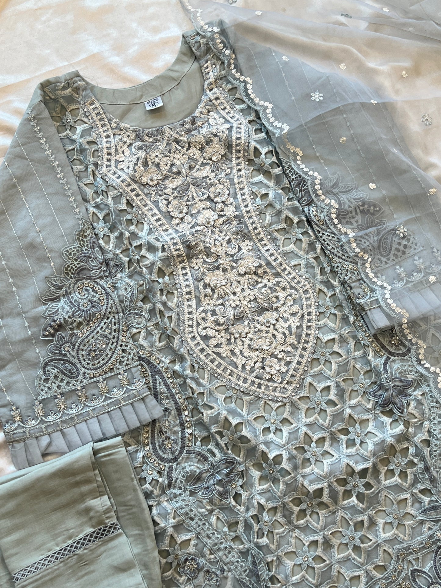 READYMADE ORGANZA EMBROIDERY SUIT 963