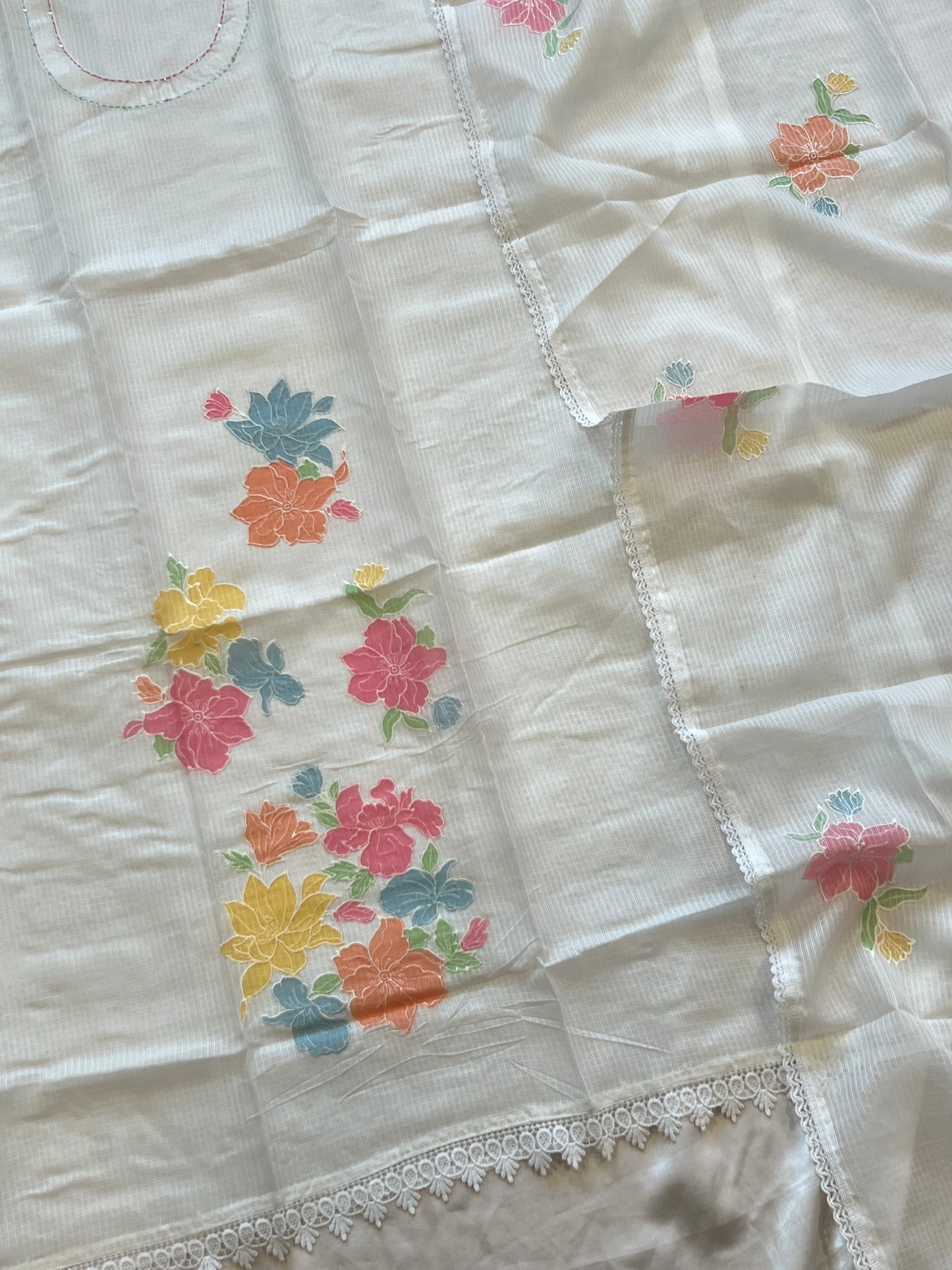 WHITE KOTA EMBROIDERY SUIT