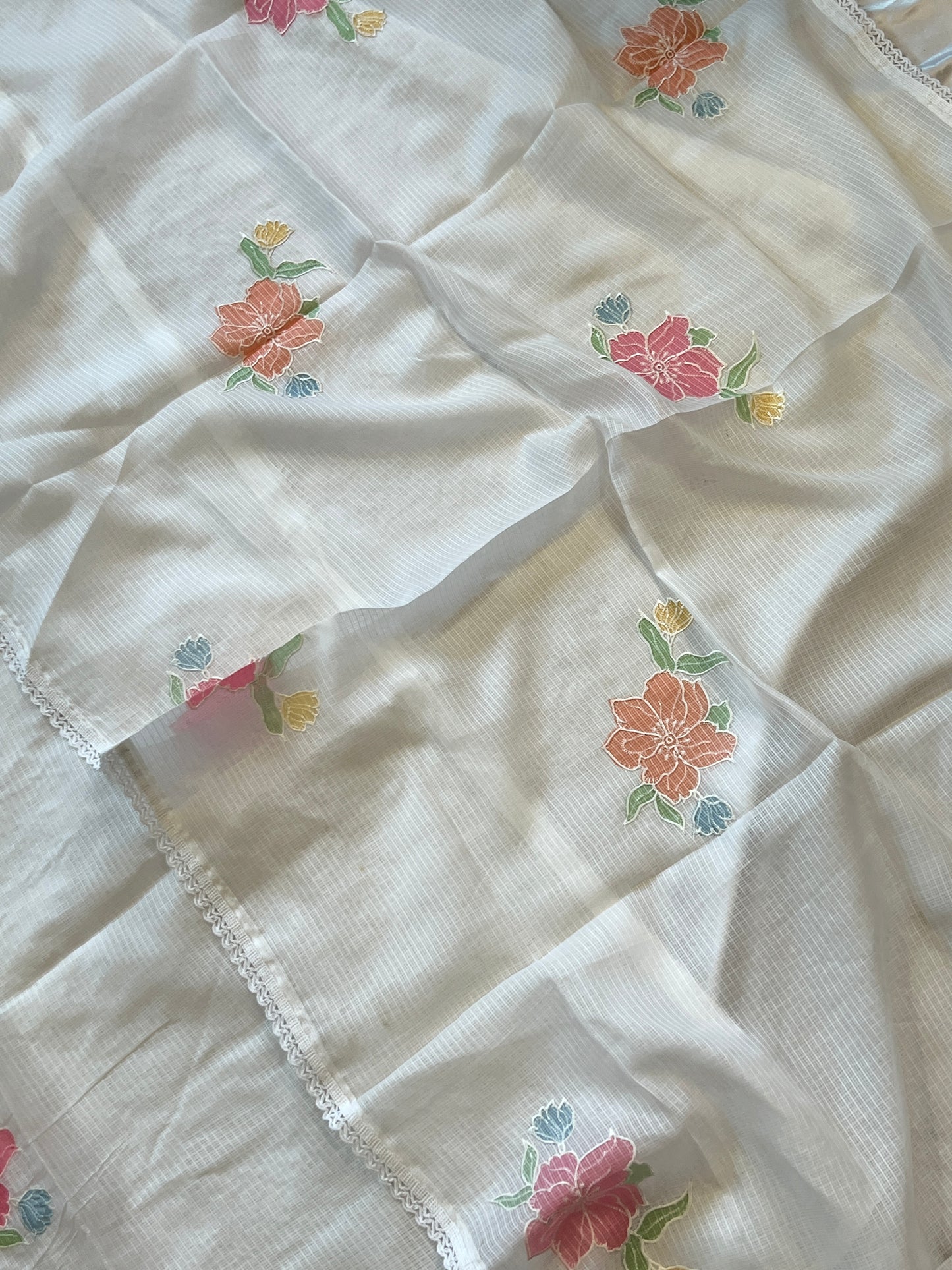 WHITE KOTA EMBROIDERY SUIT