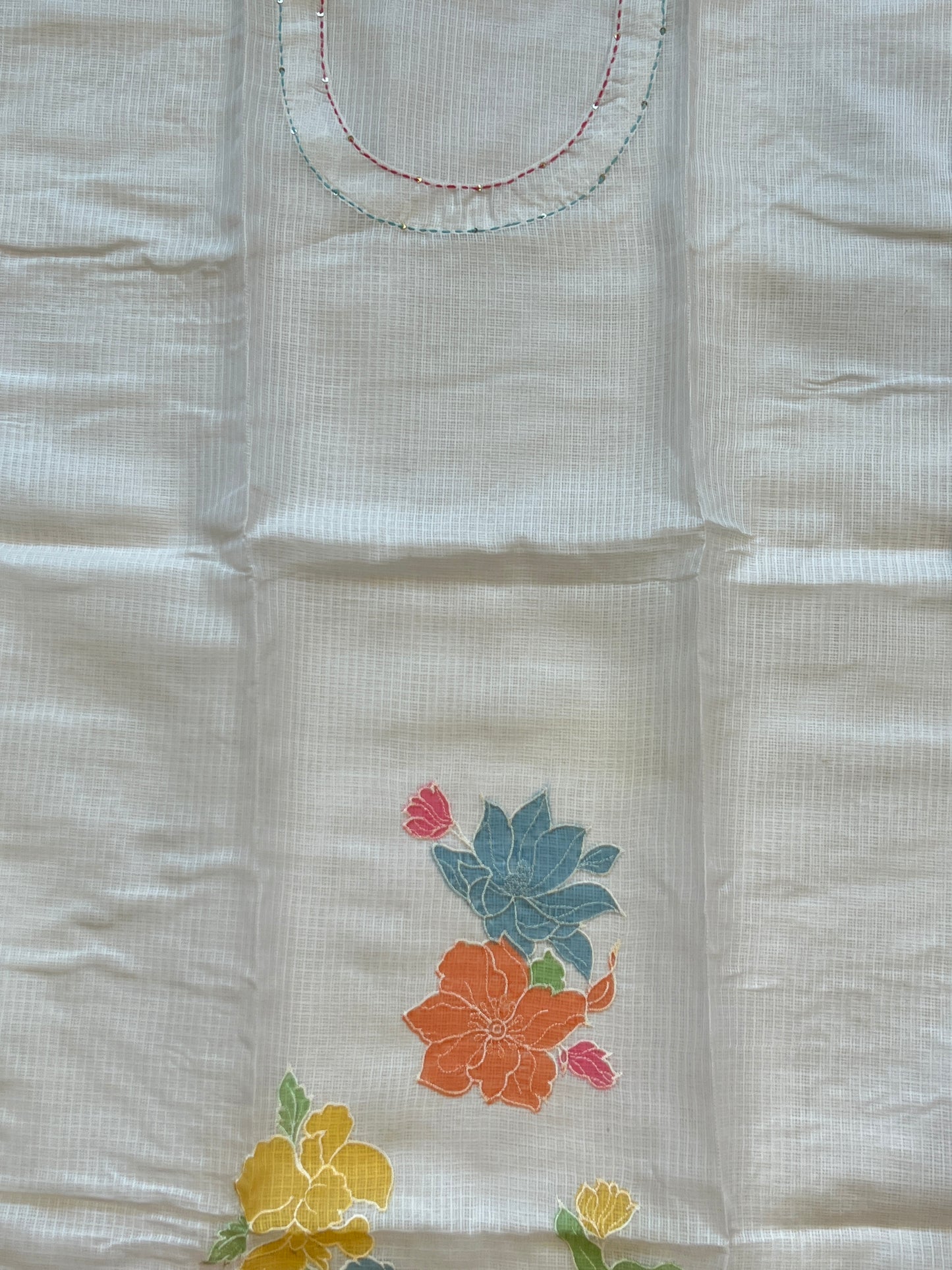 WHITE KOTA EMBROIDERY SUIT