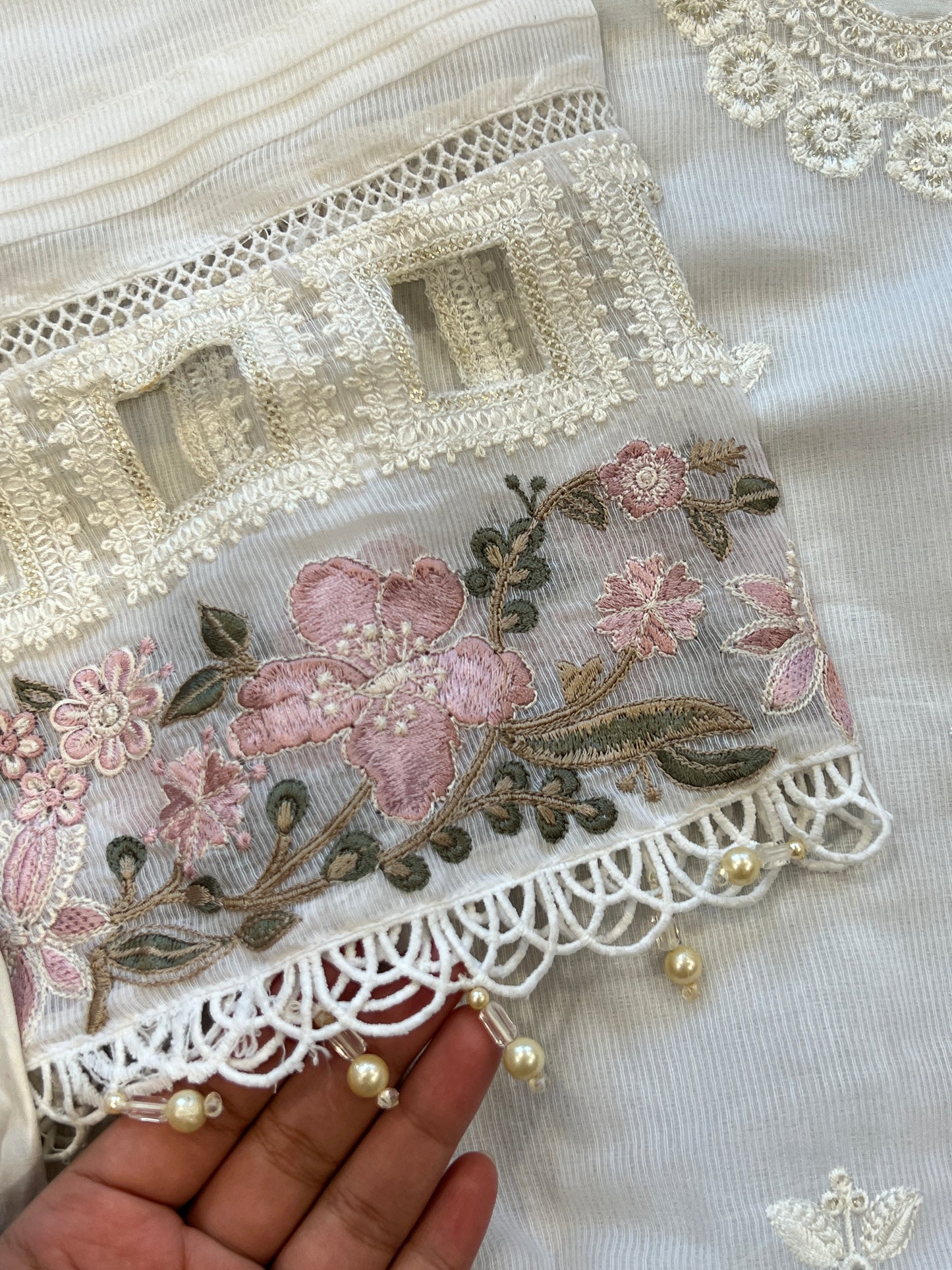 TAWAKKAL WHITE EMBROIDERED READYMADE SUIT