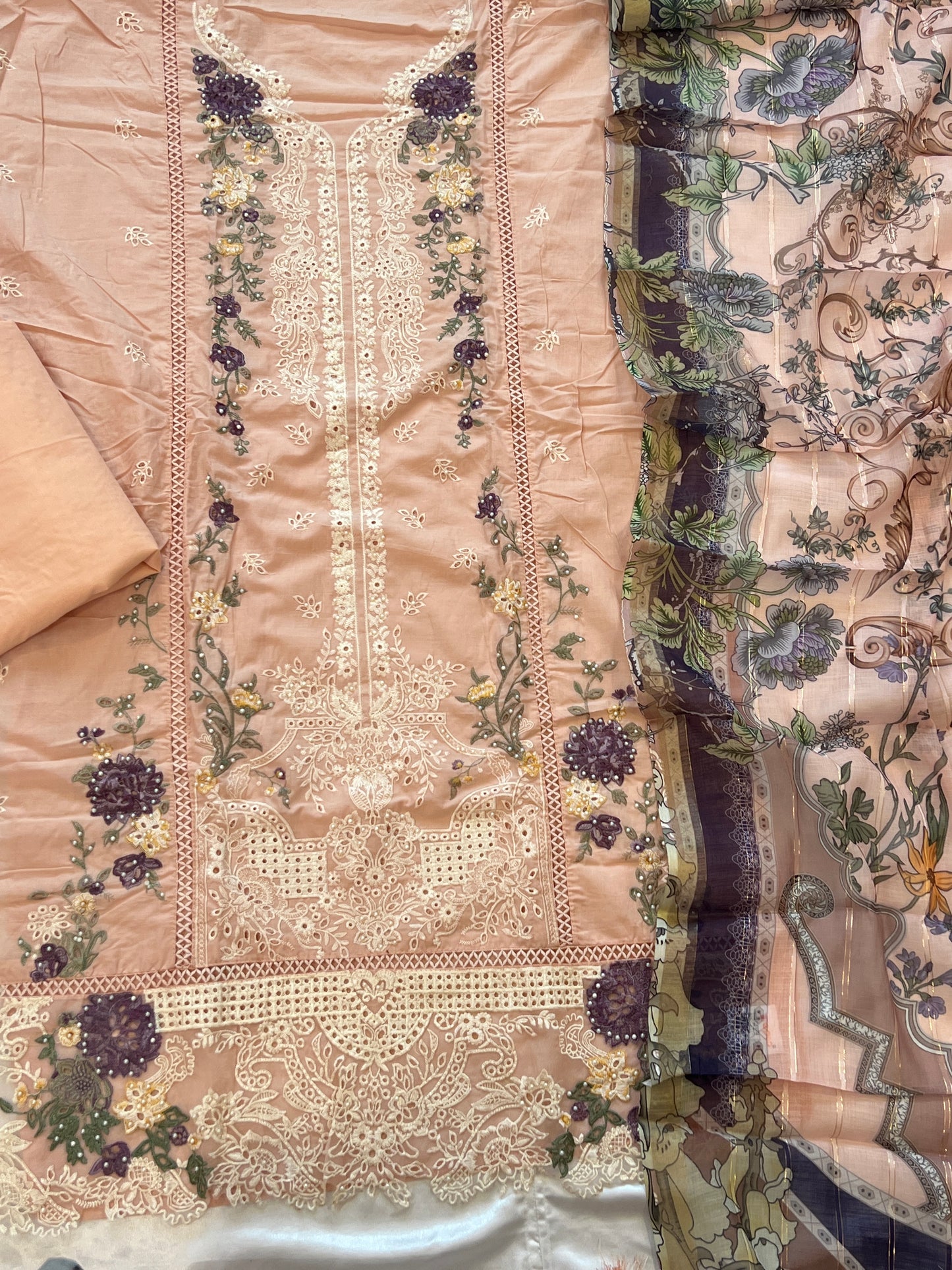 PEACH HANIA LAWN COTTON EMBROIDERY SUIT