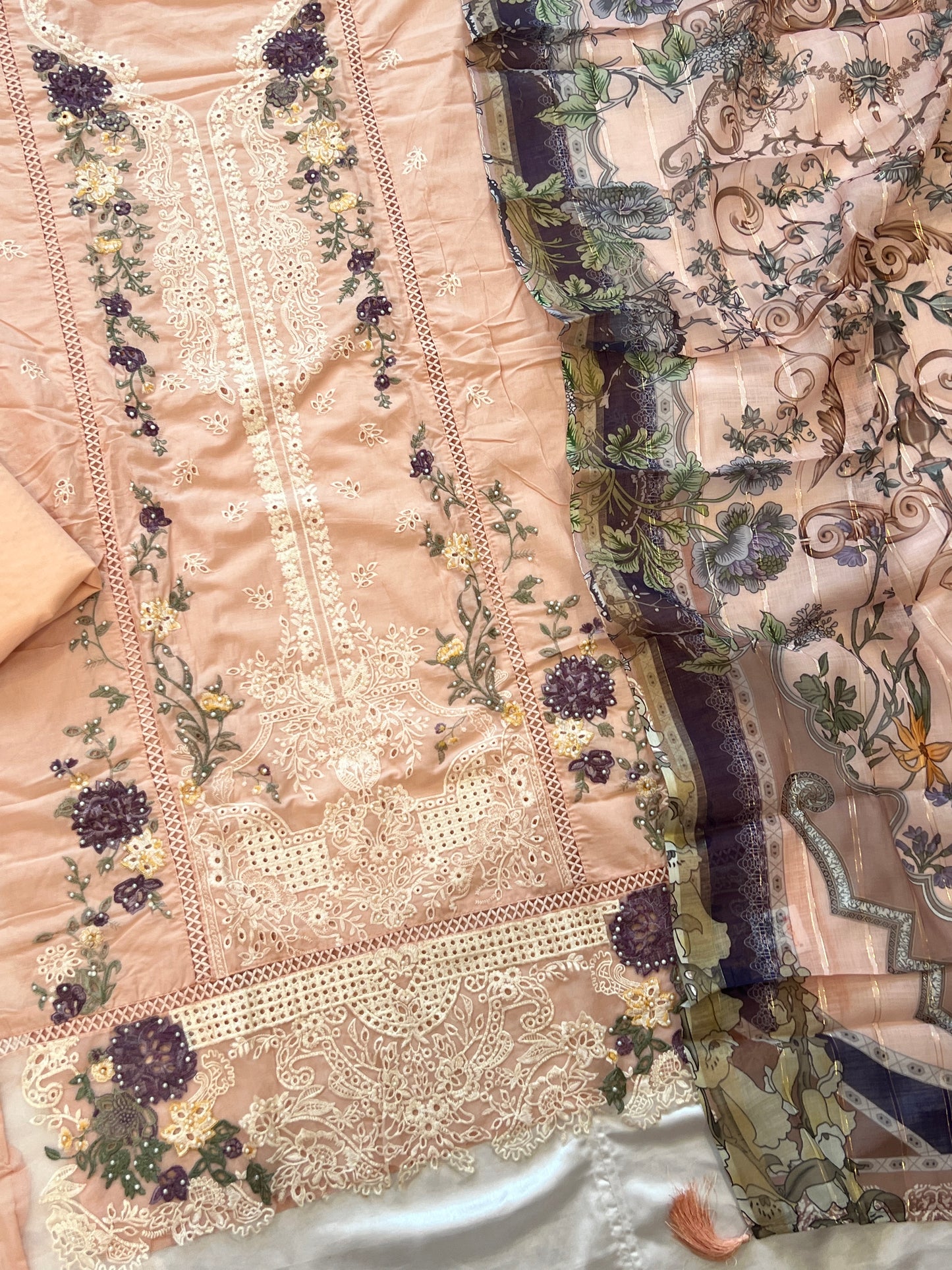 PEACH HANIA LAWN COTTON EMBROIDERY SUIT