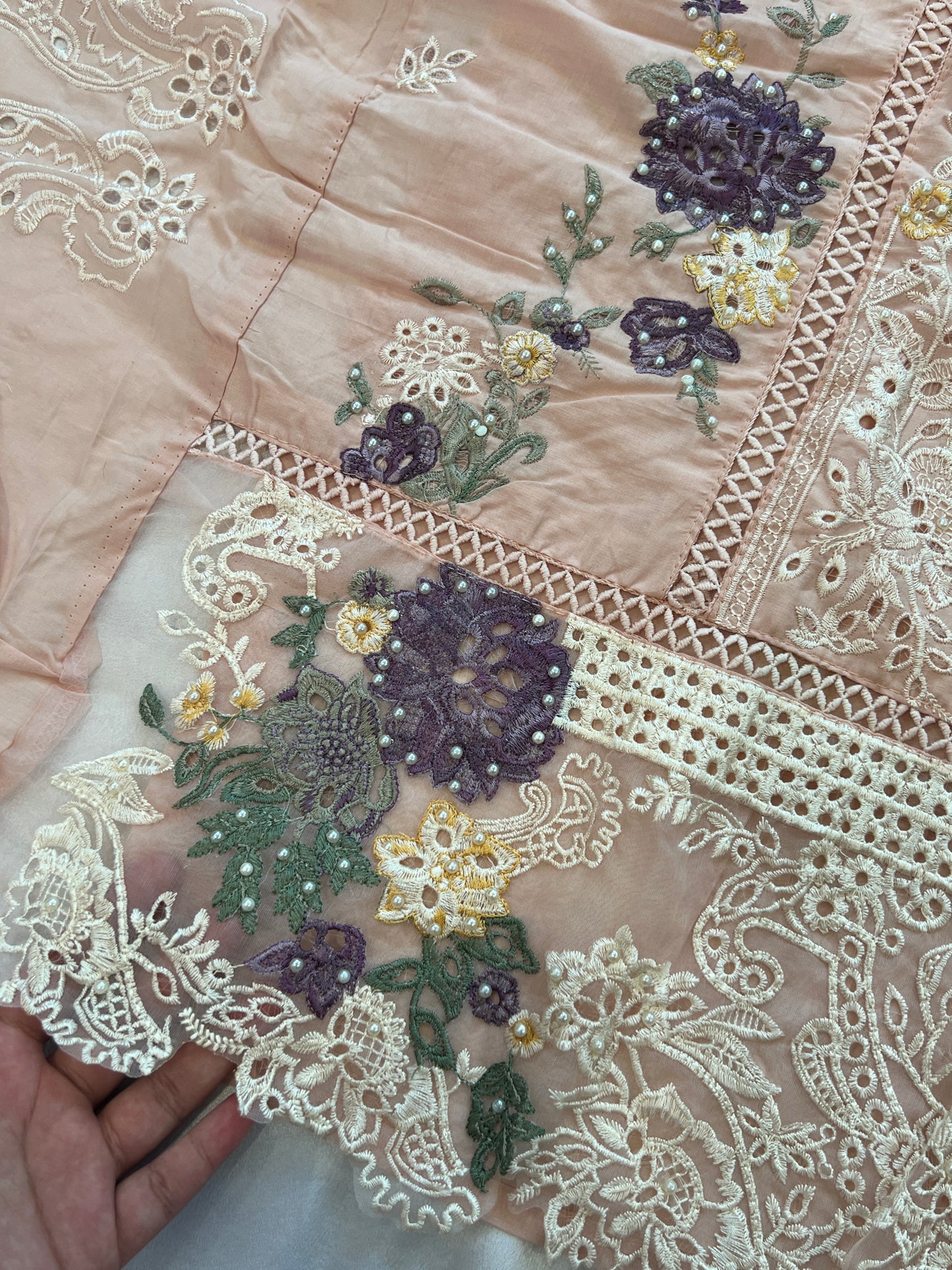 PEACH HANIA LAWN COTTON EMBROIDERY SUIT