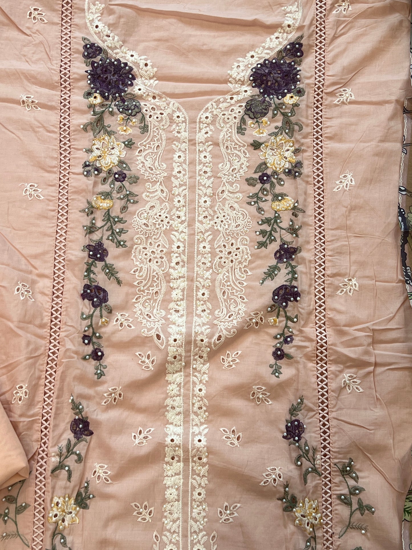 PEACH HANIA LAWN COTTON EMBROIDERY SUIT