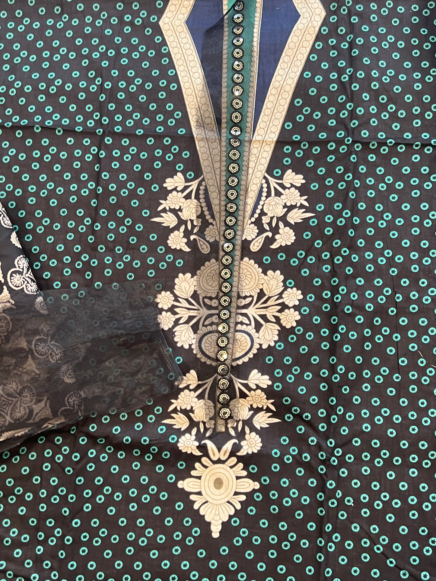 BLACK COTTON PATCH SUIT
