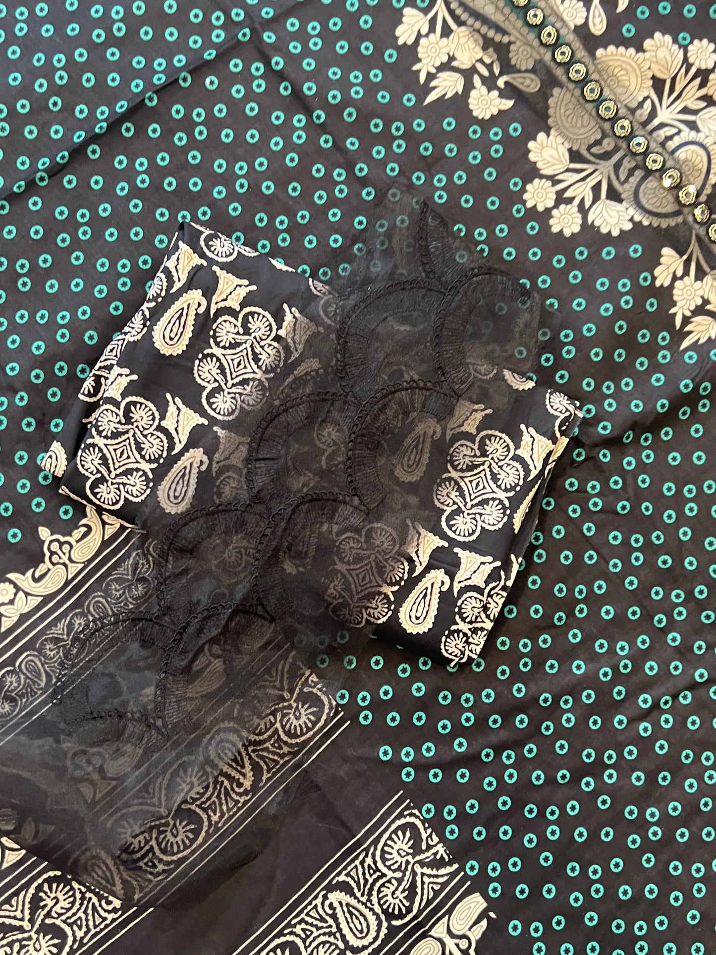 BLACK COTTON PATCH SUIT