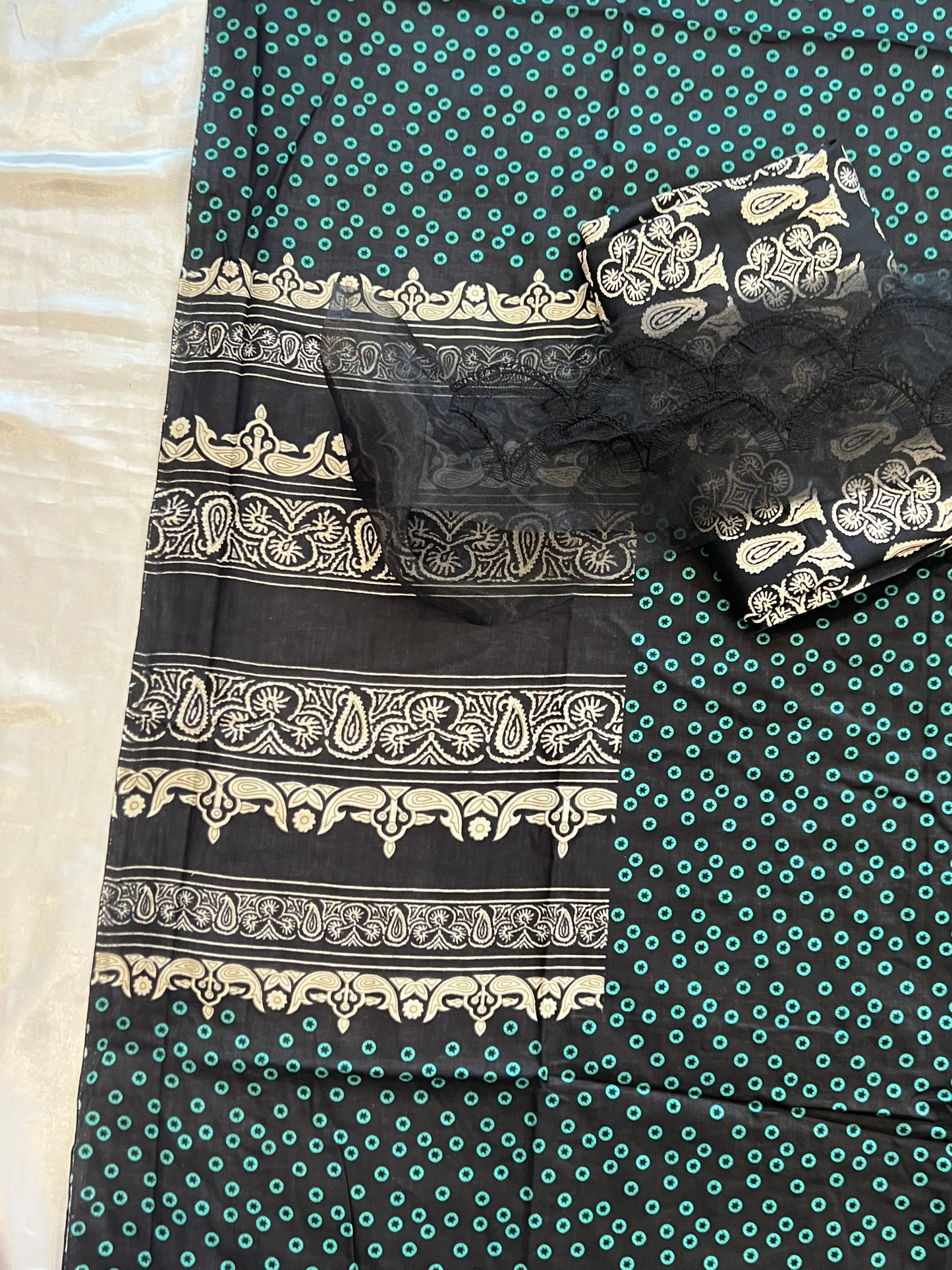 BLACK COTTON PATCH SUIT