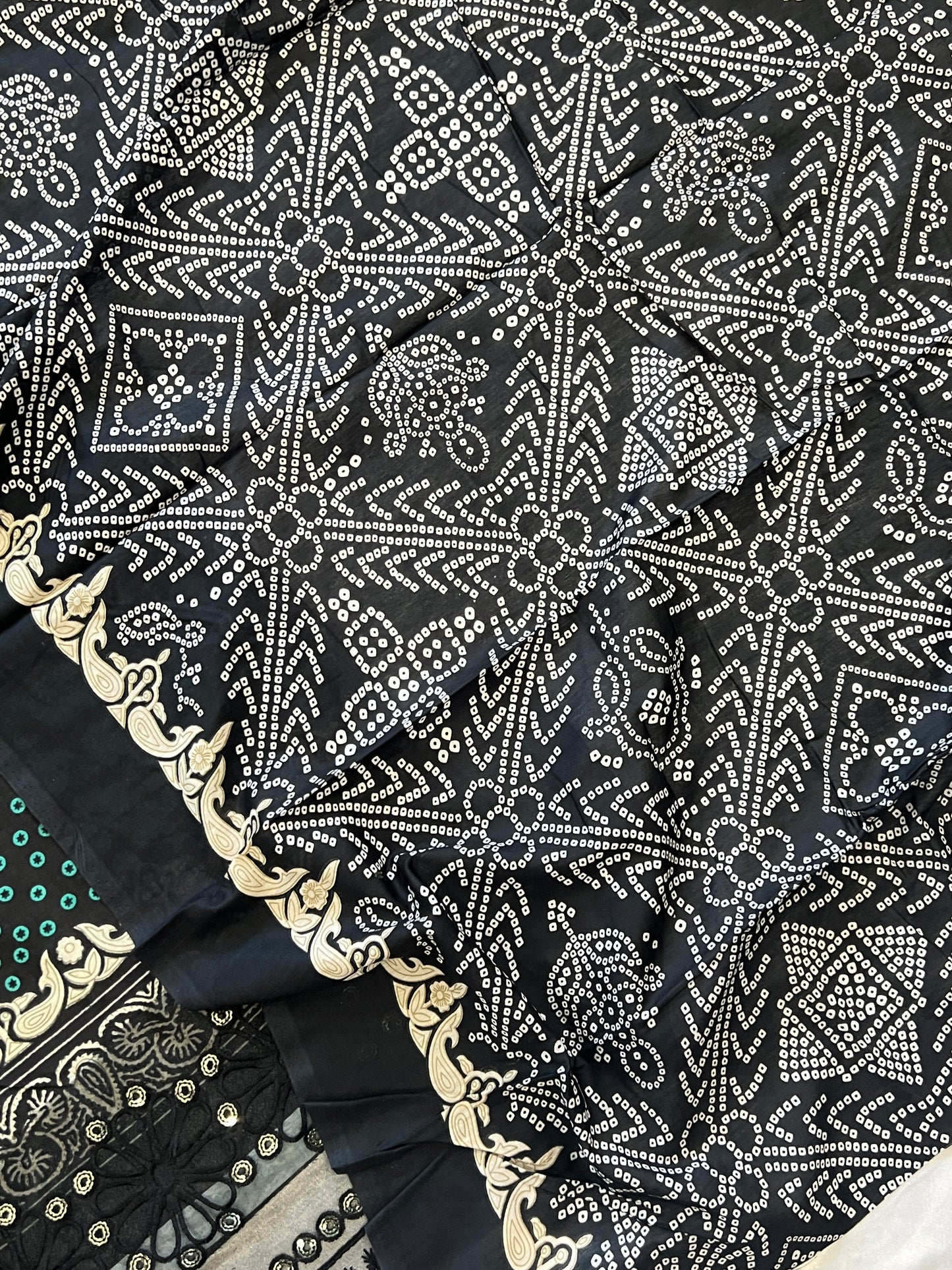 BLACK COTTON PATCH SUIT