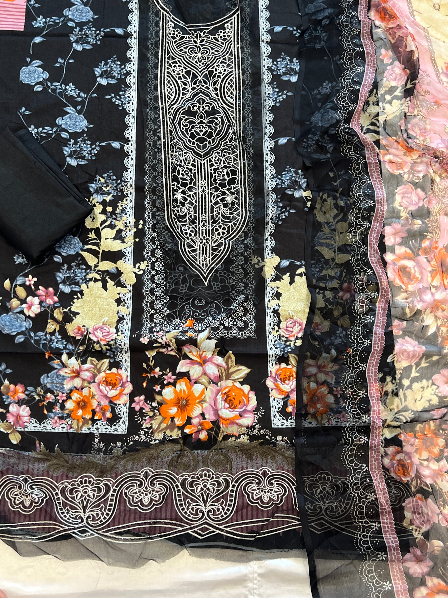 BLACK AND PINK COTTON PATCH SUIT