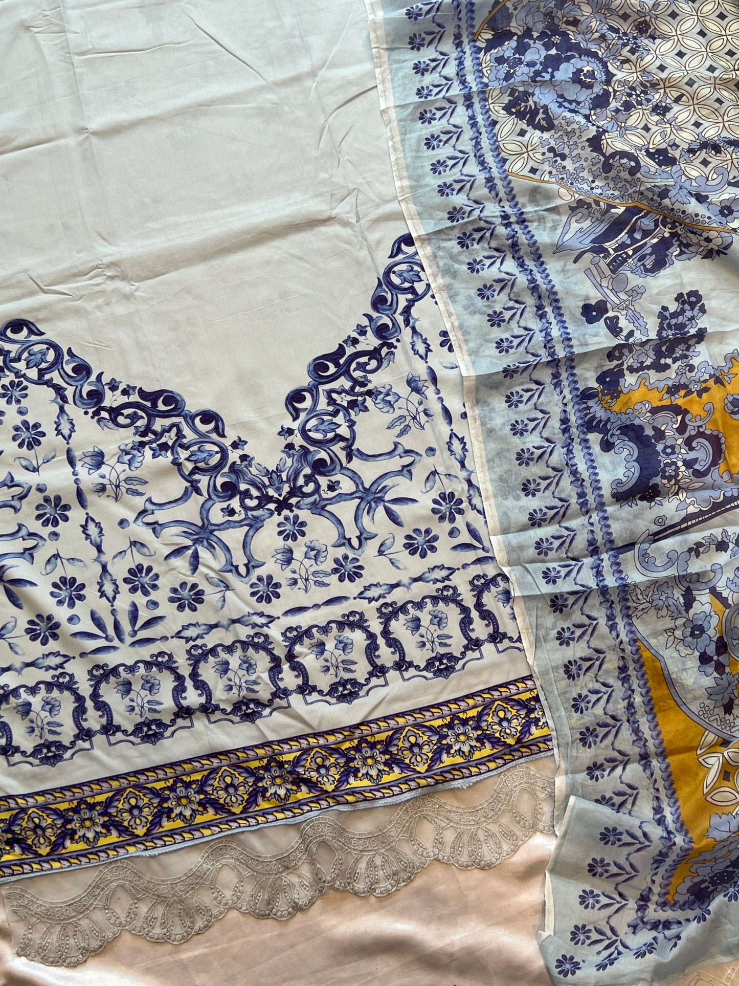 LIGHT BLUE LUXE SOFT COTTON EMBROIDER SUIT
