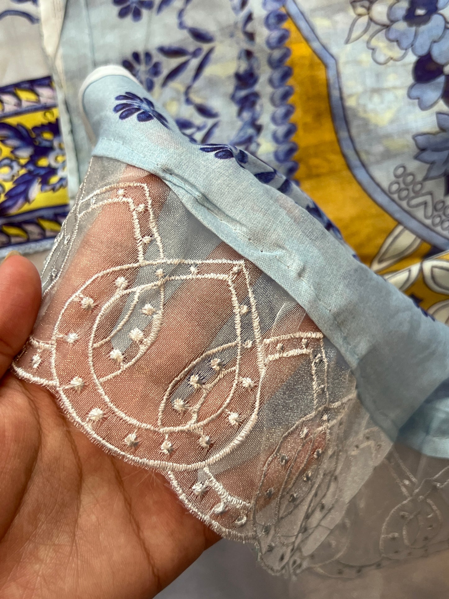 LIGHT BLUE LUXE SOFT COTTON EMBROIDER SUIT
