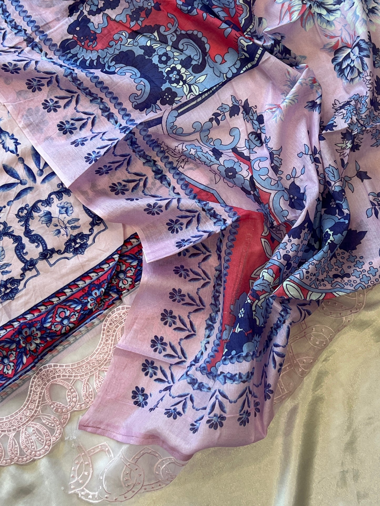 BABY PINK LUXE SOFT COTTON EMBROIDER SUIT