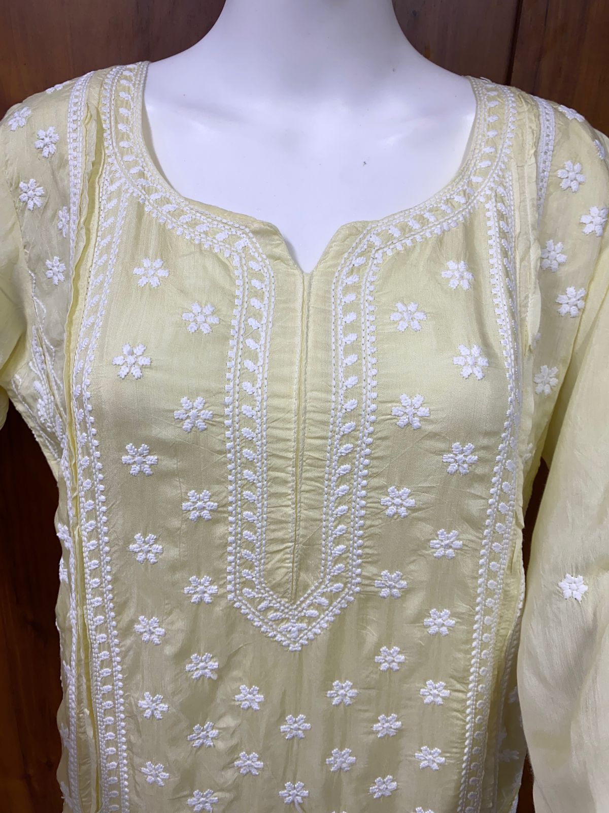 YELLOW LACE MUSLIN READYMADE SUIT