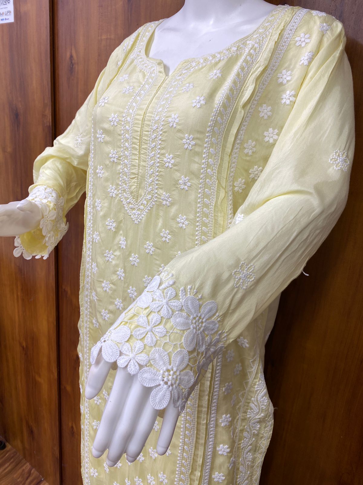 YELLOW LACE MUSLIN READYMADE SUIT