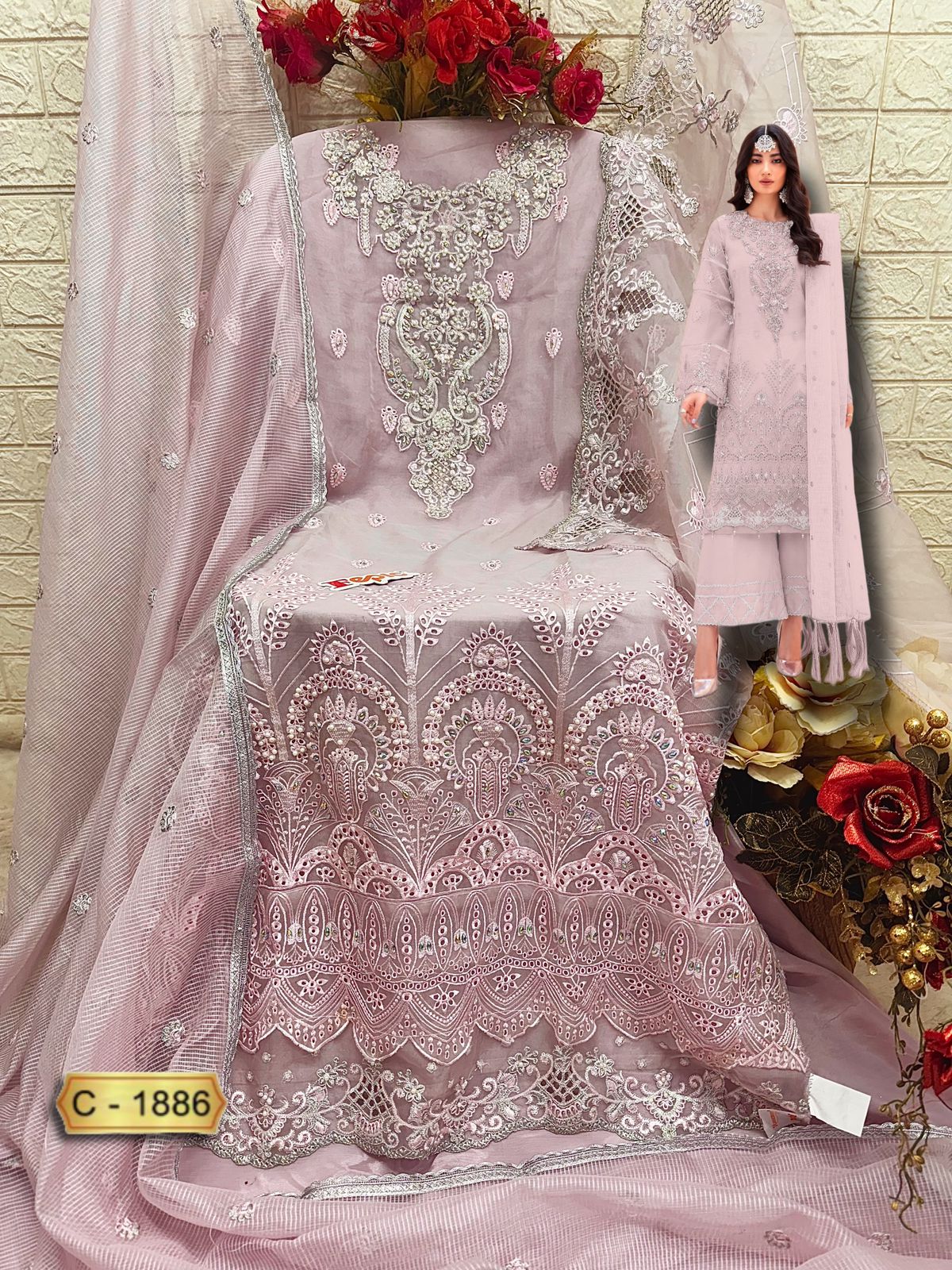 ORGANZA EMBROIDERY SUIT 1886