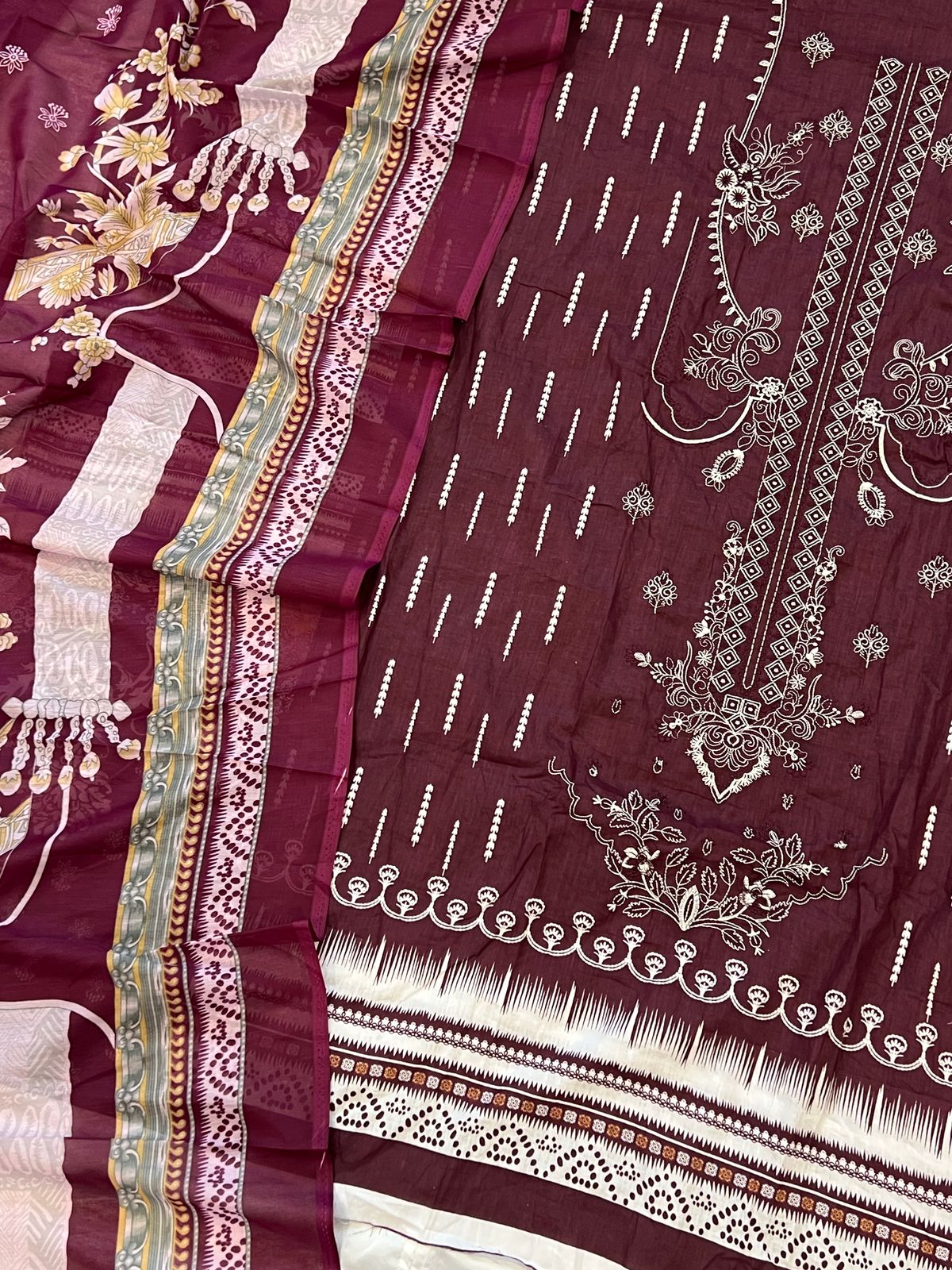 MAJENTA CHEVRON COTTON PATCH SUIT Q