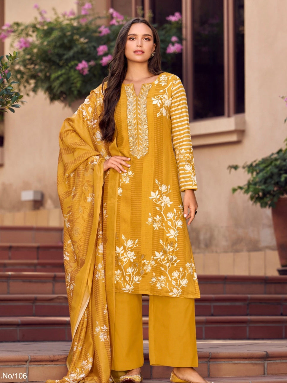 MUSTARD AVATARA COTTON EMBROIDERY SUIT