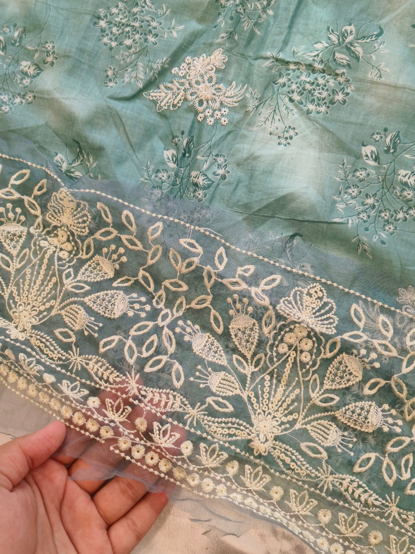 OMBRE CHIKANKARI PATCH SUIT 7