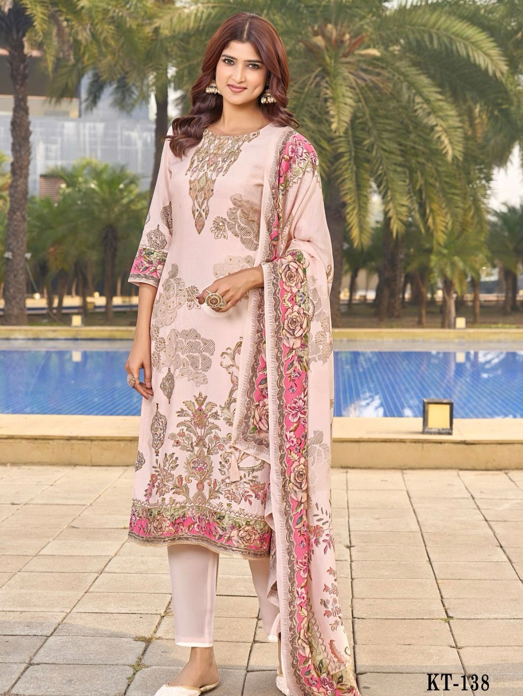 BLUSH PINK PURE MUSLIN EMBROIDERY SUIT 138